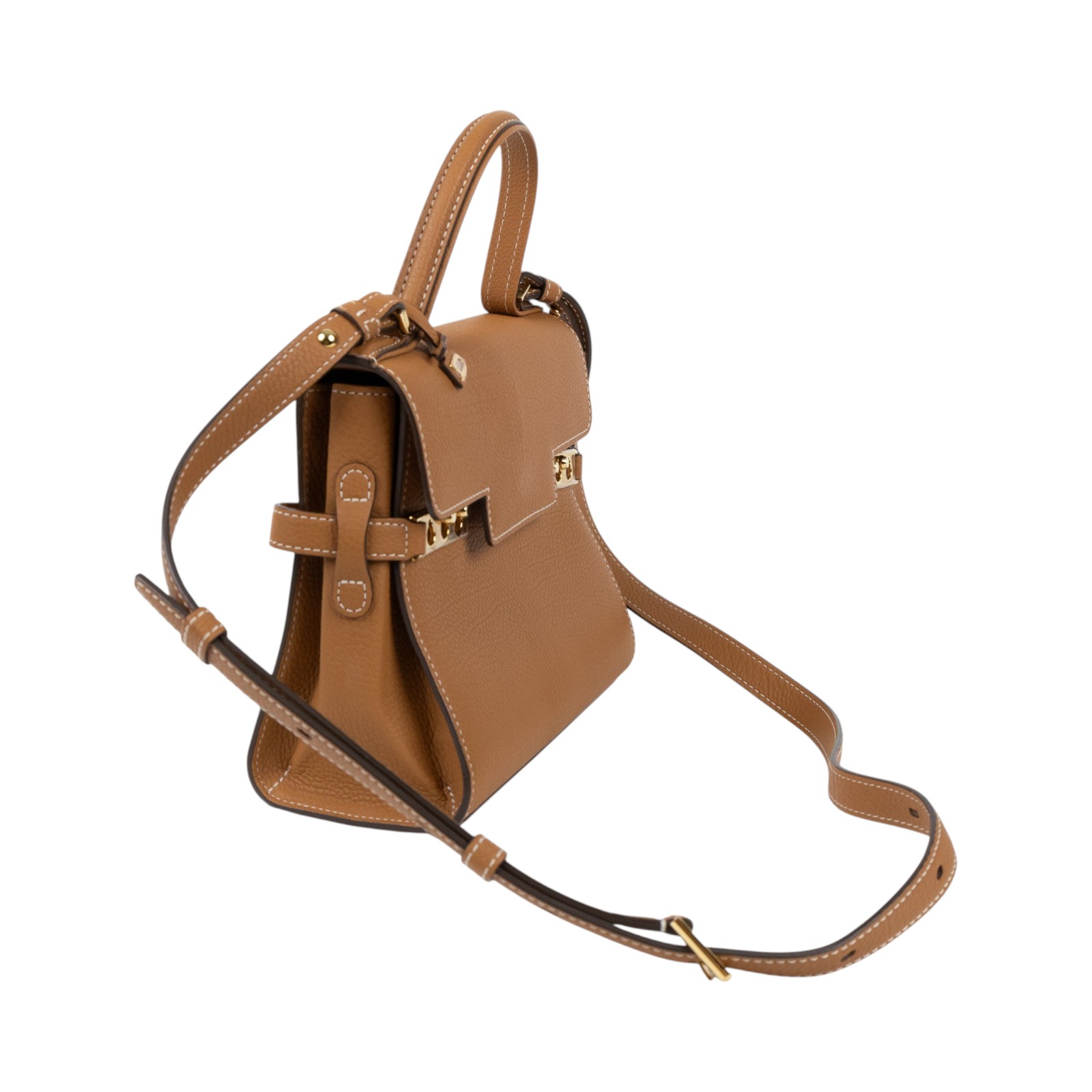 德爾沃 DELVAUX  Tempete PM 手提包 焦糖棕色 AA0612AMF0ADNDO 金棕TEMPETE PM 無附屬品