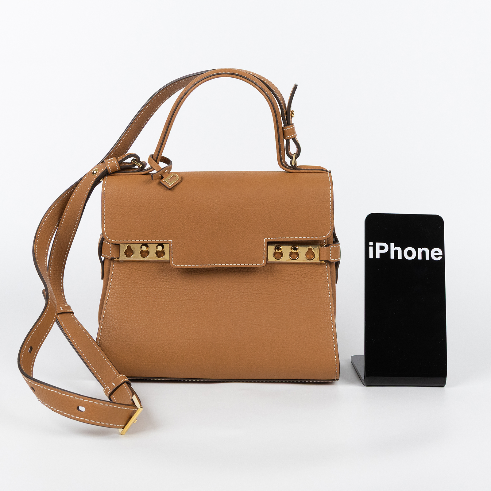 德爾沃 DELVAUX  Tempete PM 手提包 焦糖棕色 AA0612AMF0ADNDO 金棕TEMPETE PM 無附屬品