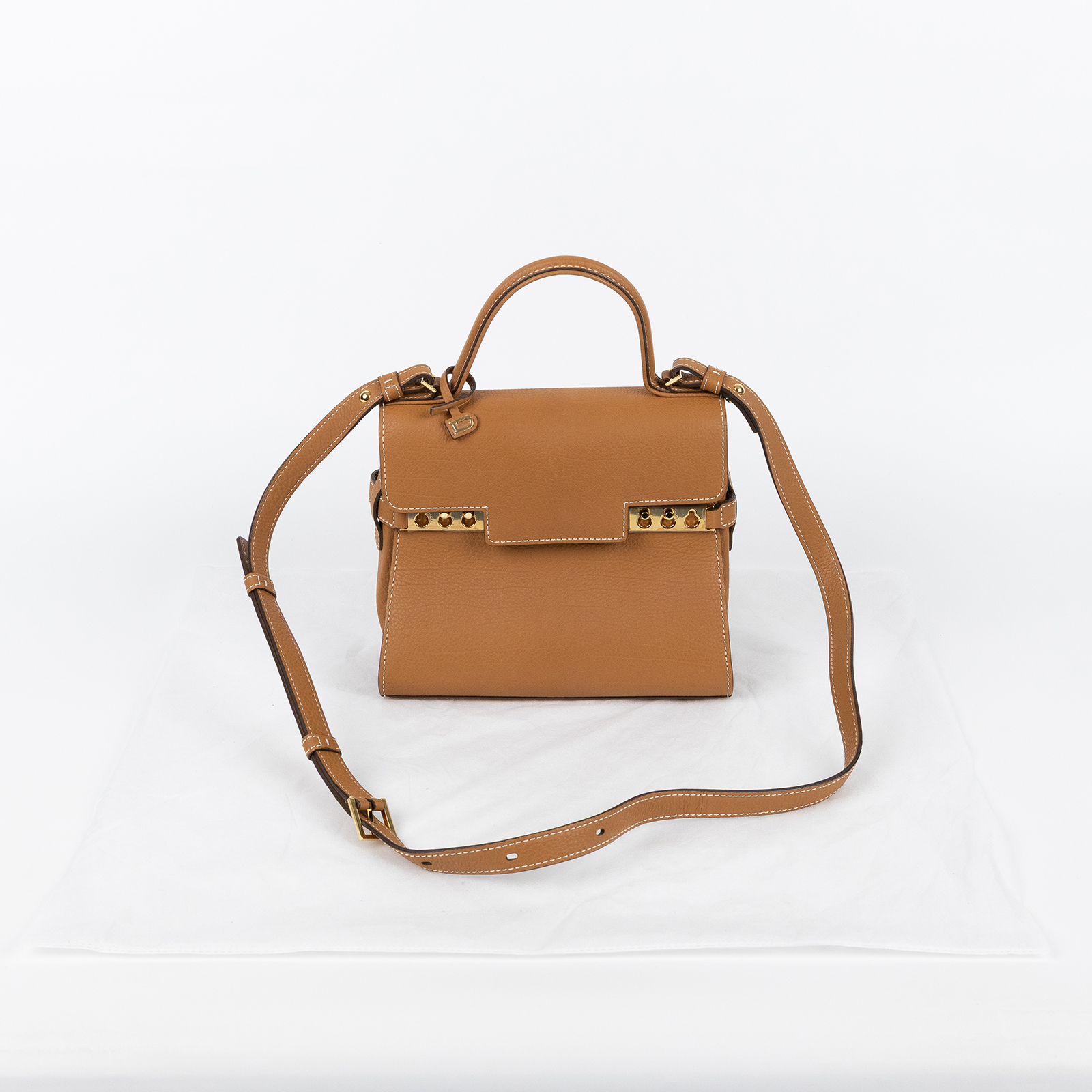 德爾沃 DELVAUX  Tempete PM 手提包 焦糖棕色 AA0612AMF0ADNDO 金棕TEMPETE PM 無附屬品