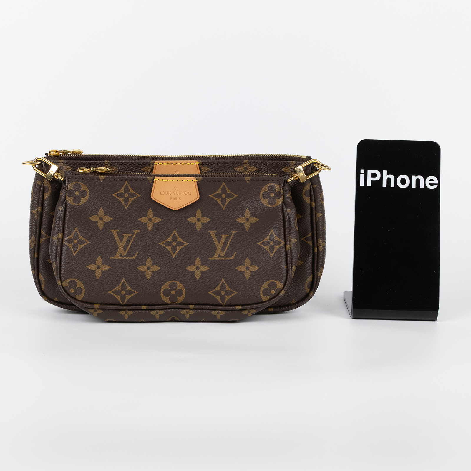 路易威登 LOUIS VUITTON Multi Pochette Accessoires 淺粉 三合一 肩背 方包 M44840  防塵袋/背帶/鍊帶/零錢袋
