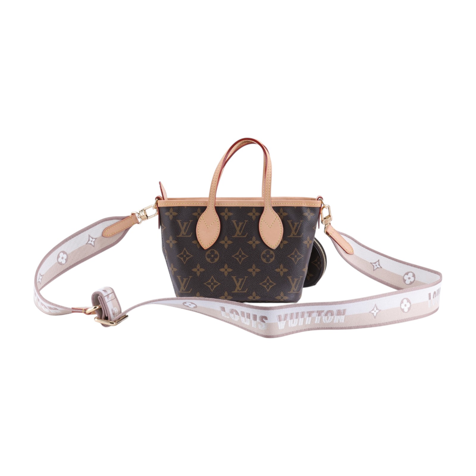 路易威登 LOUIS VUITTON Neverfull BB 手提 斜背包 米色背袋 M46705 晶片款 原花NEVERFULL BB 防塵袋/背帶/零錢包