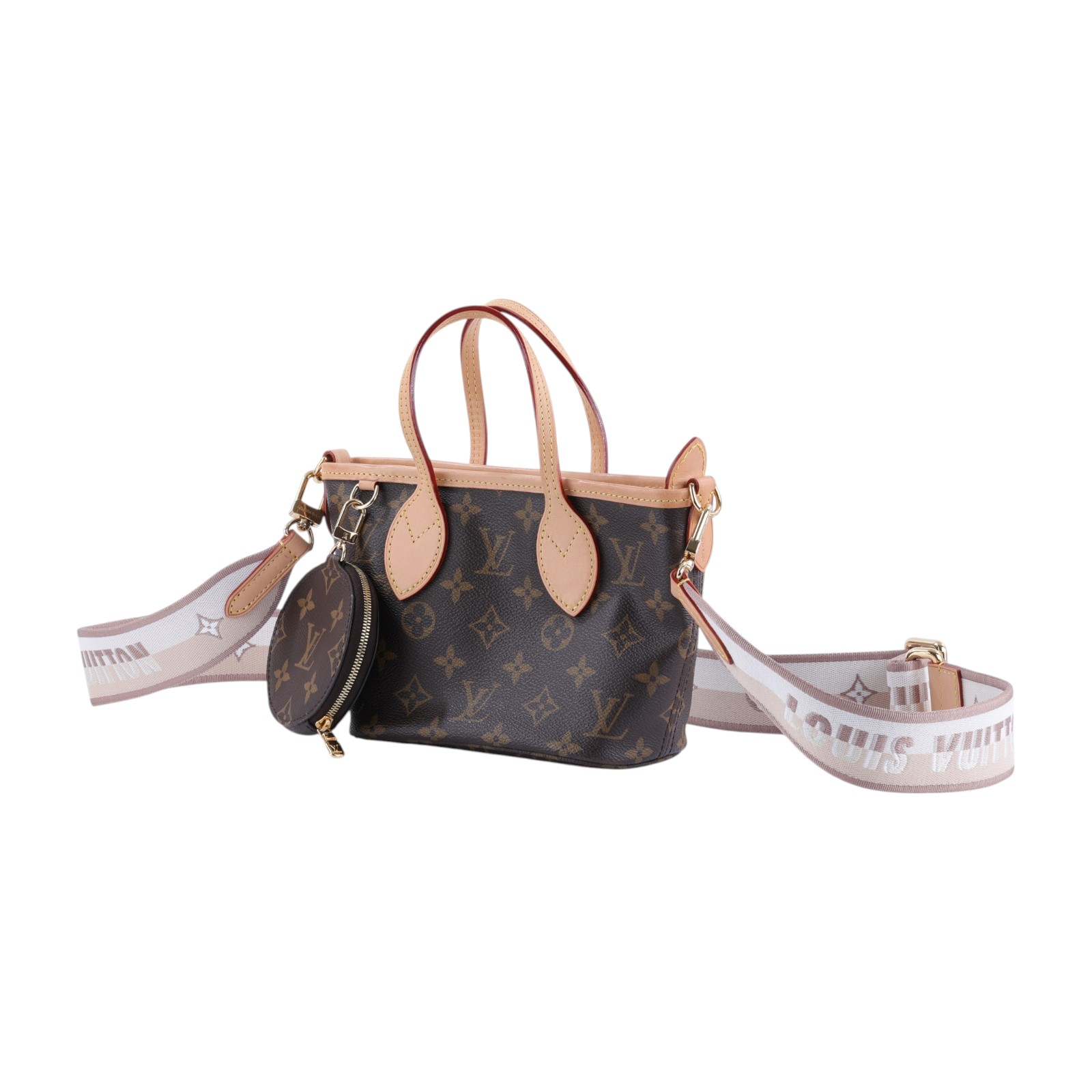 路易威登 LOUIS VUITTON Neverfull BB 手提 斜背包 米色背袋 M46705 晶片款 原花NEVERFULL BB 防塵袋/背帶/零錢包