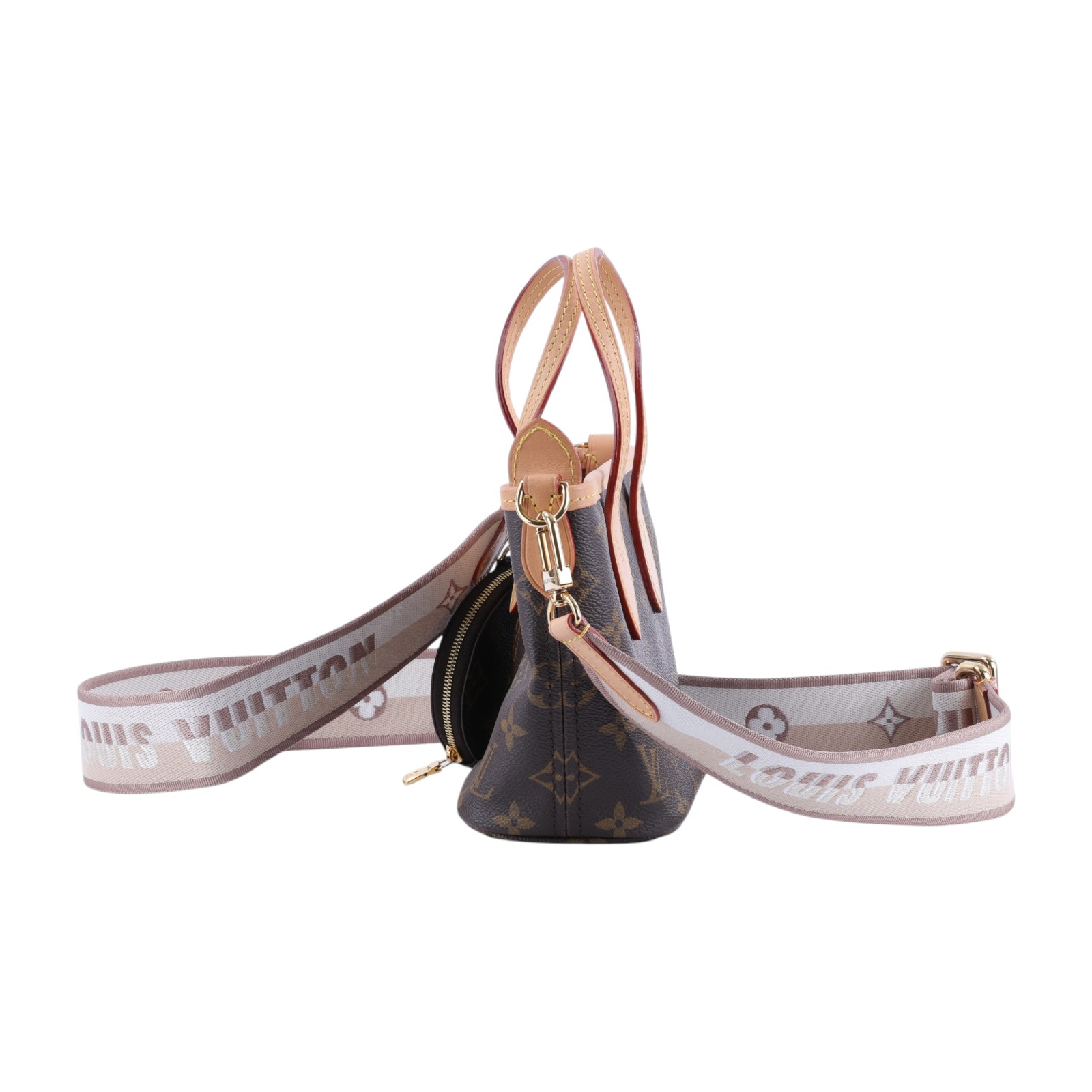 路易威登 LOUIS VUITTON Neverfull BB 手提 斜背包 米色背袋 M46705 晶片款 原花NEVERFULL BB 防塵袋/背帶/零錢包