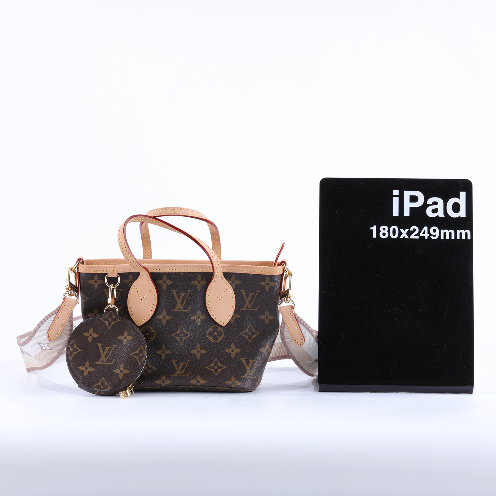 路易威登 LOUIS VUITTON Neverfull BB 手提 斜背包 米色背袋 M46705 晶片款 原花NEVERFULL BB 防塵袋/背帶/零錢包