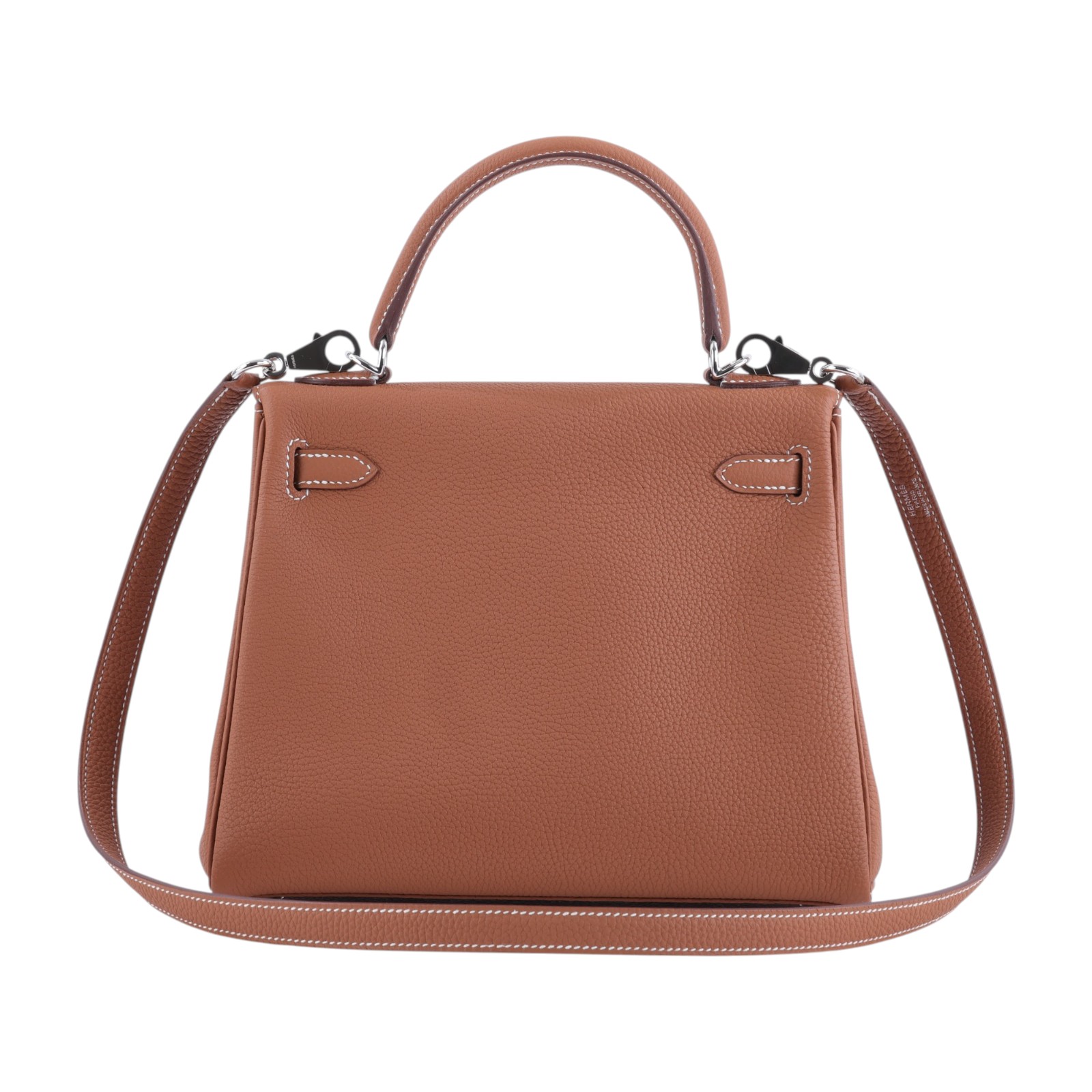 愛馬仕 Hermes Kelly II Retourne 25 銀色五金 金棕色 H044624CK37 H044624CK  原廠盒子/防塵袋/購買證明/鎖組/雨衣/背帶