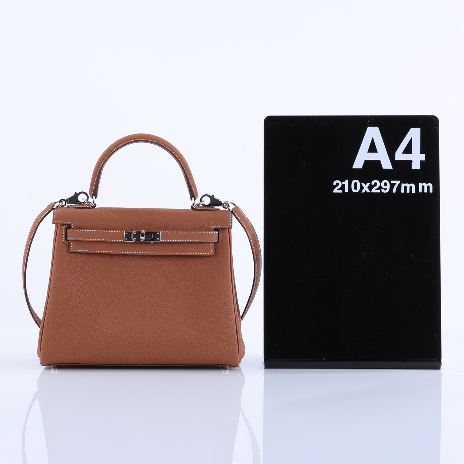 愛馬仕 Hermes Kelly II Retourne 25 銀色五金 金棕色 H044624CK37 H044624CK  原廠盒子/防塵袋/購買證明/鎖組/雨衣/背帶