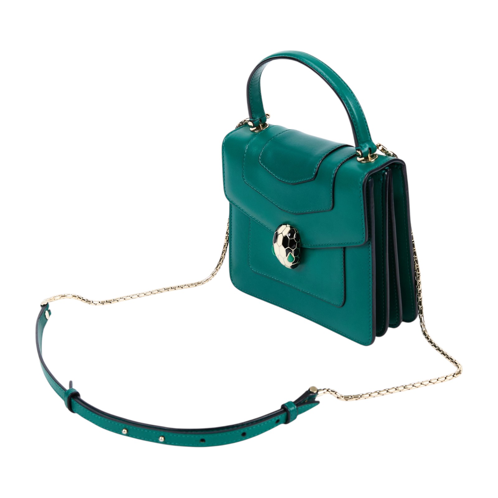 寶格麗 BVLGARI Serpenti Forever 手提包 小型 綠色 290569 綠蛇頭包 防塵袋/背帶