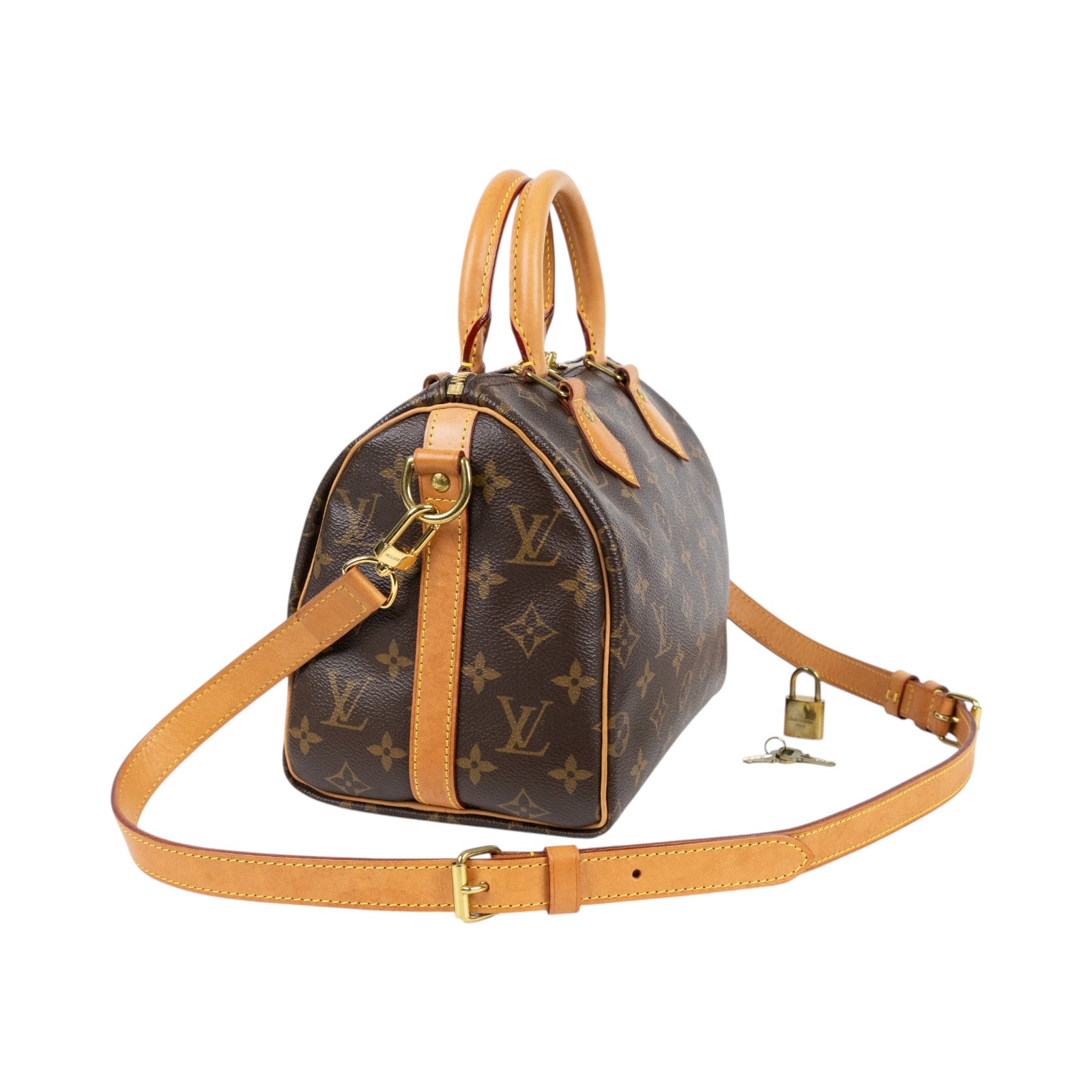 路易威登 LOUIS VUITTON Speedy Bandoulière  25 經典帆布 手提 斜背 波士頓包 M41113  防塵袋/背帶/鎖組