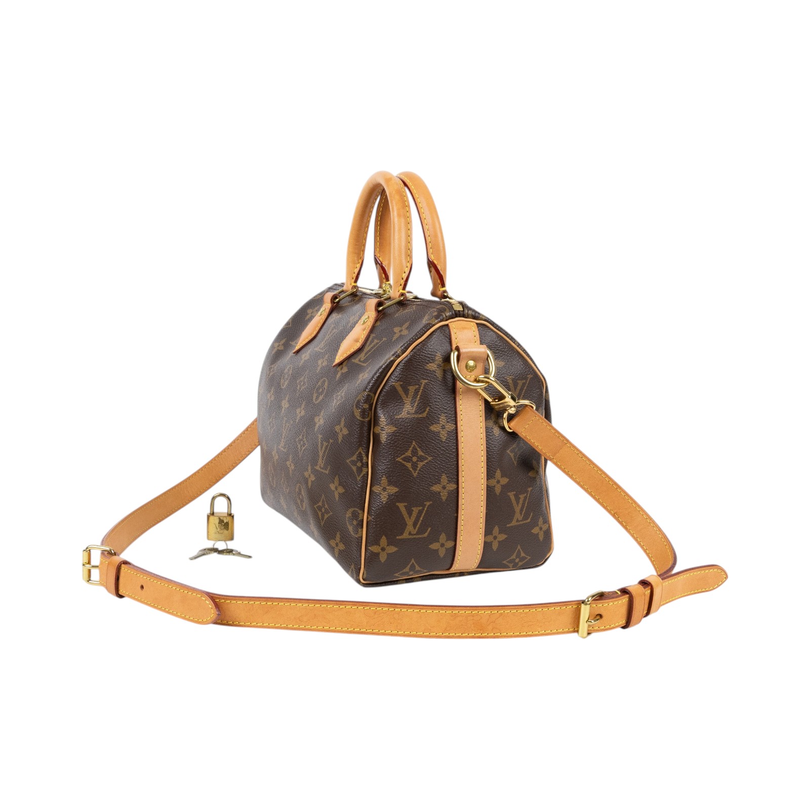 路易威登 LOUIS VUITTON Speedy Bandoulière  25 經典帆布 手提 斜背 波士頓包 M41113  防塵袋/背帶/鎖組