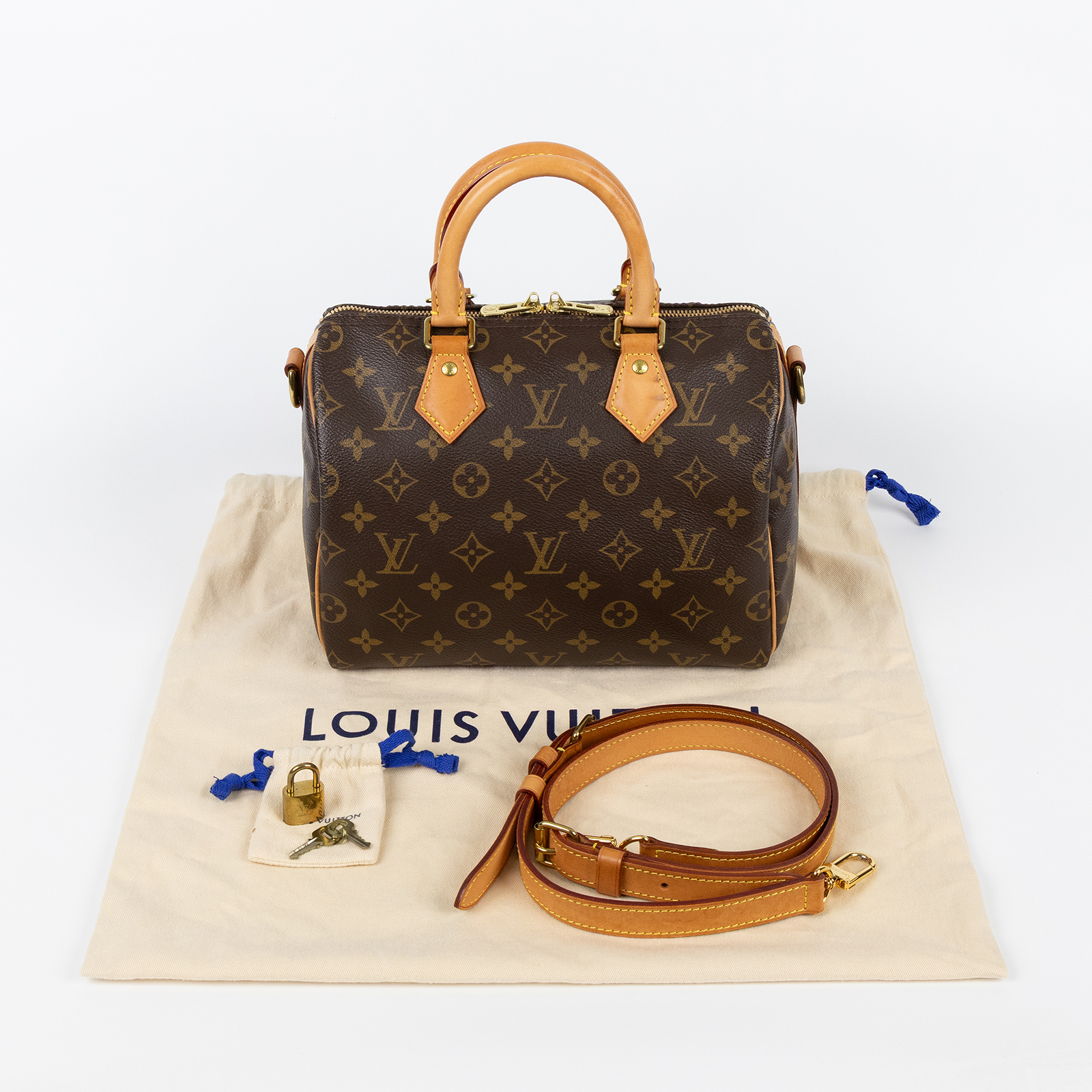路易威登 LOUIS VUITTON Speedy Bandoulière  25 經典帆布 手提 斜背 波士頓包 M41113  防塵袋/背帶/鎖組
