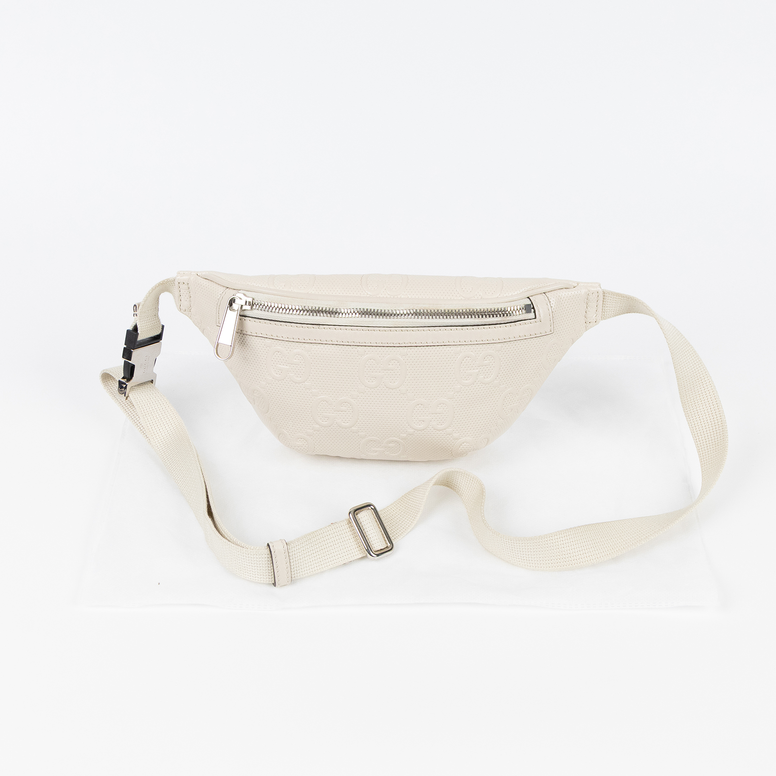古馳 GUCCI Jumbo GG 腰包 658582 1W3CN 白洞洞GG皮革腰包 無附屬品