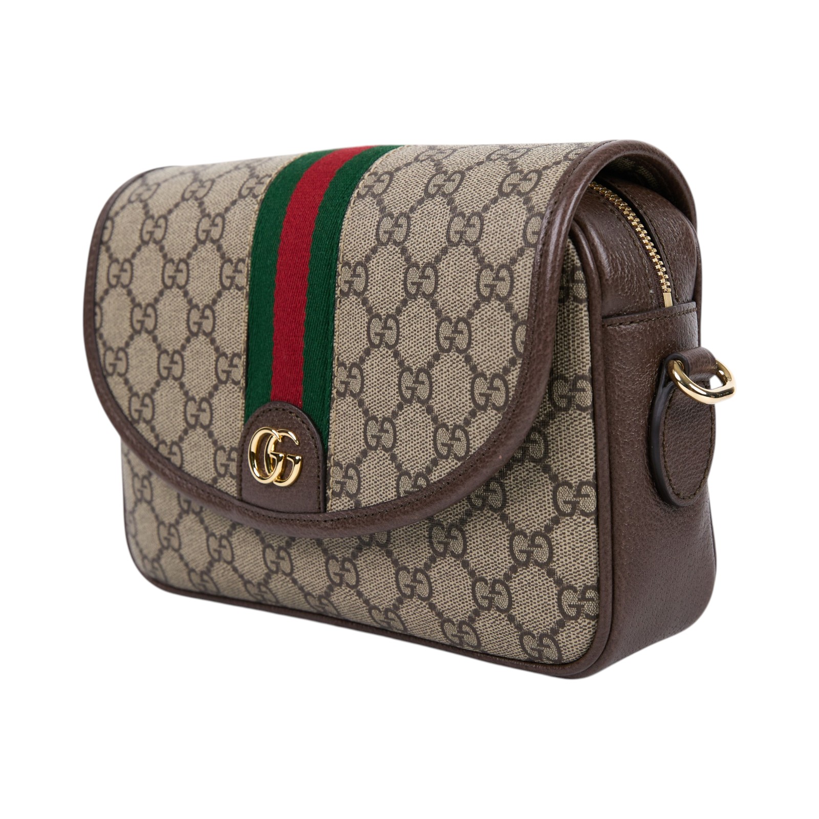 古馳 GUCCI Ophidia 小型 斜背包 722117 FAAX3 棕OPHIDIA鉚釘寬背帶單肩包 原廠盒子/防塵袋/背帶2/購買證明
