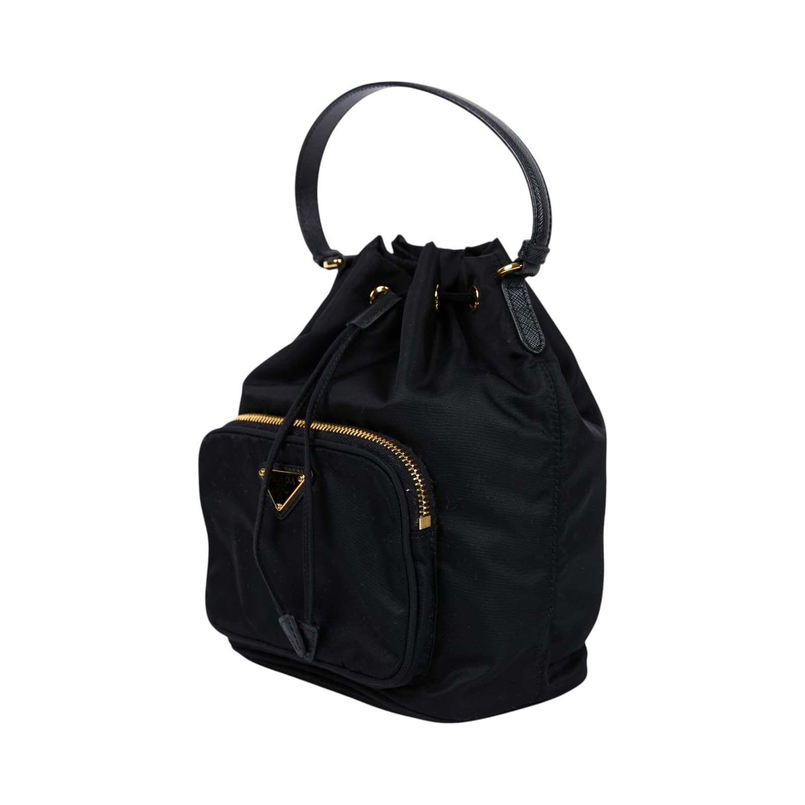普拉達 PRADA Duet Re-Nylon 水桶袋 1BH038_RV44 黑尼龍水桶包 防塵袋/背帶