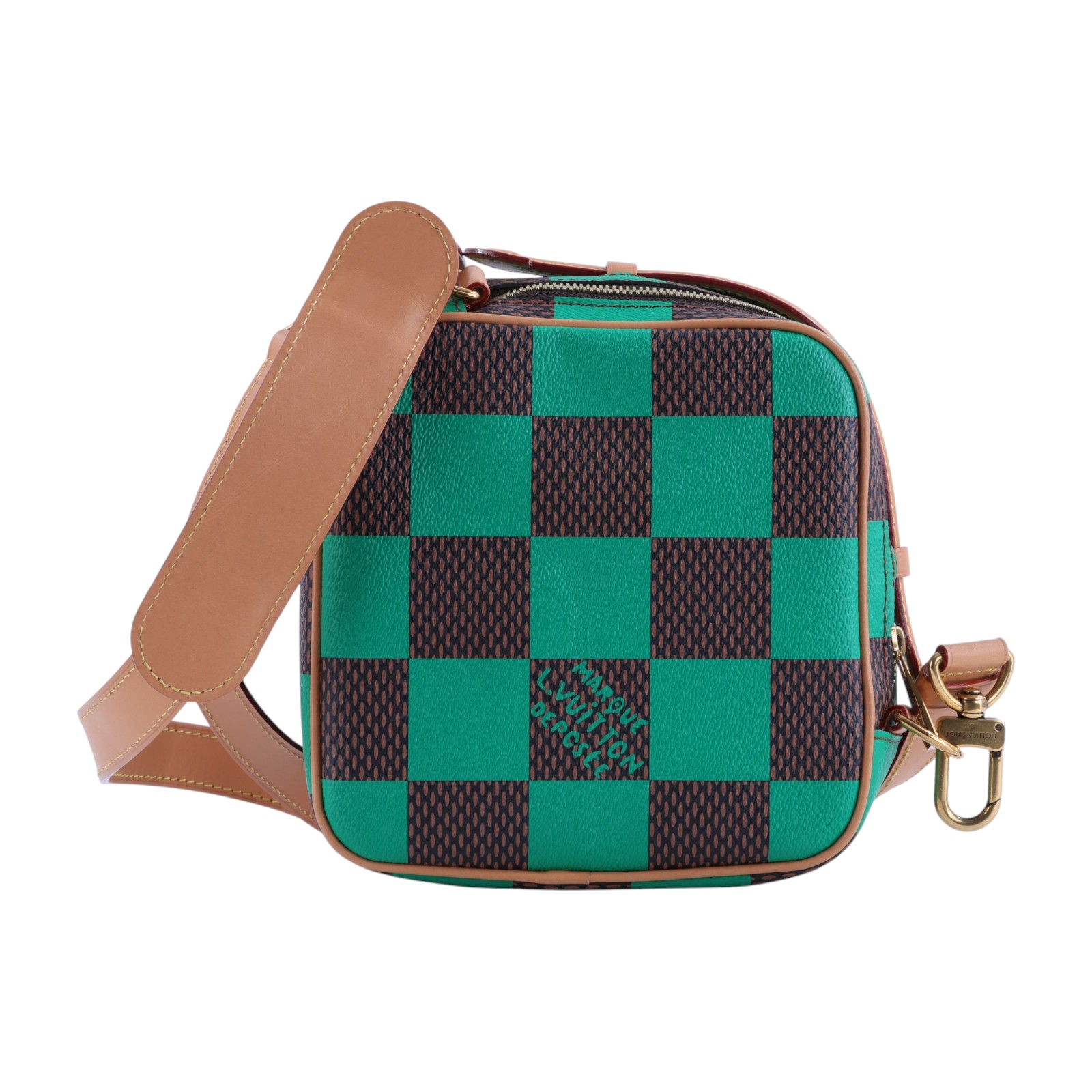 路易威登 LOUIS VUITTON Chess Messenger 斜背包 郵差包 小號 N40563 晶片款 綠棋盤跨胸包 防塵袋/背帶/購買證明