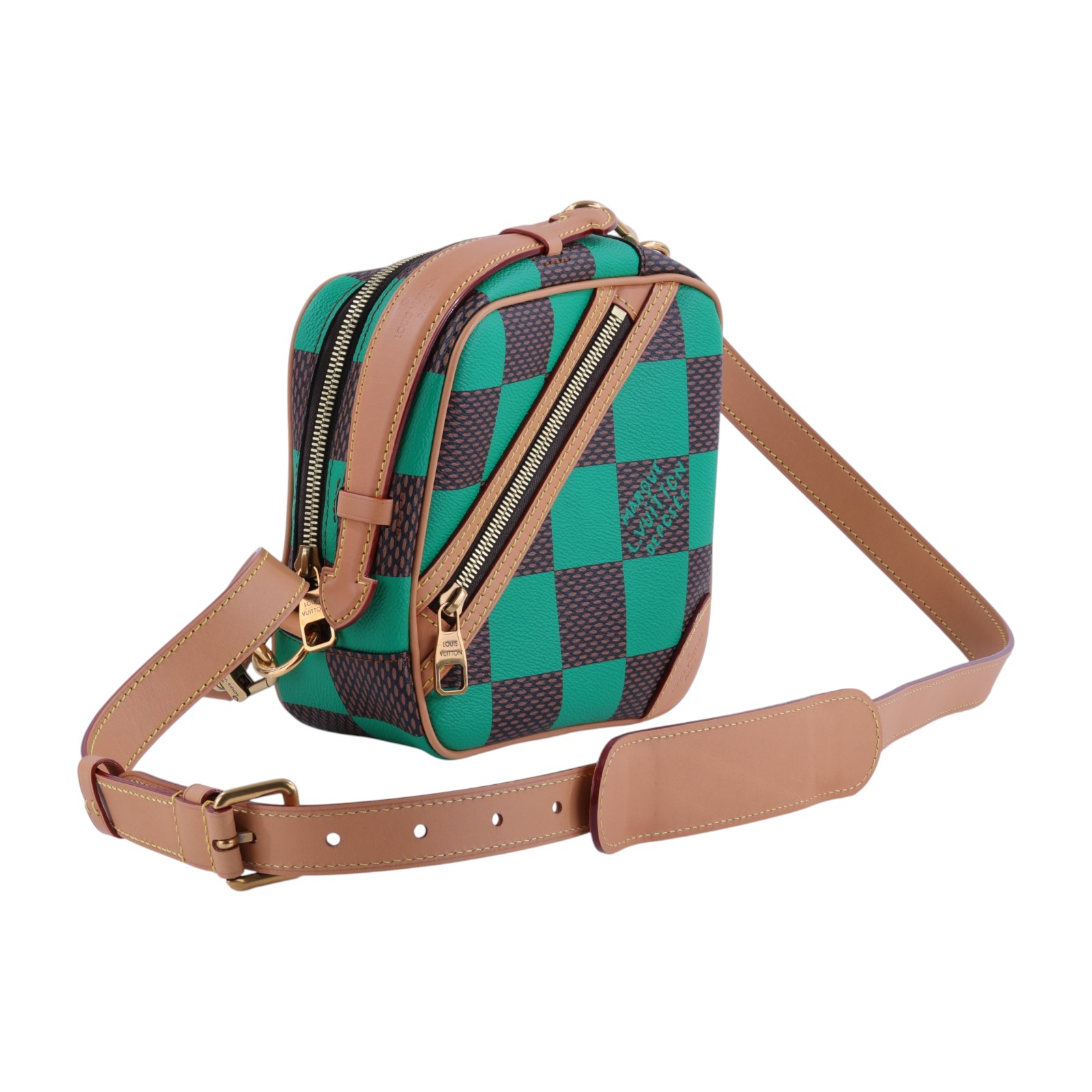 路易威登 LOUIS VUITTON Chess Messenger 斜背包 郵差包 小號 N40563 晶片款 綠棋盤跨胸包 防塵袋/背帶/購買證明