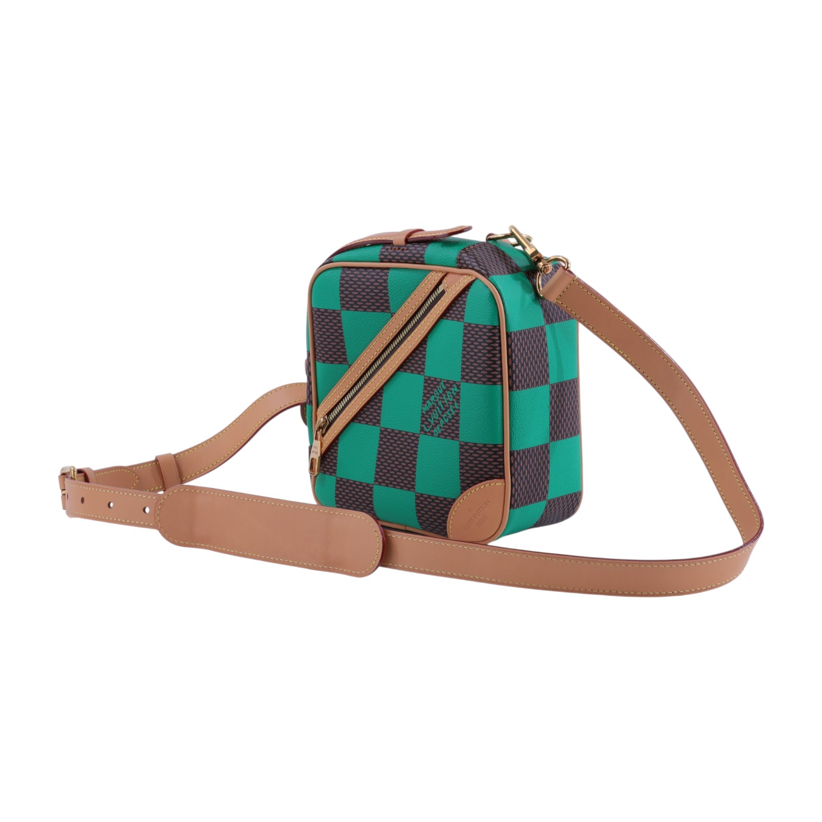 路易威登 LOUIS VUITTON Chess Messenger 斜背包 郵差包 小號 N40563 晶片款 綠棋盤跨胸包 防塵袋/背帶/購買證明