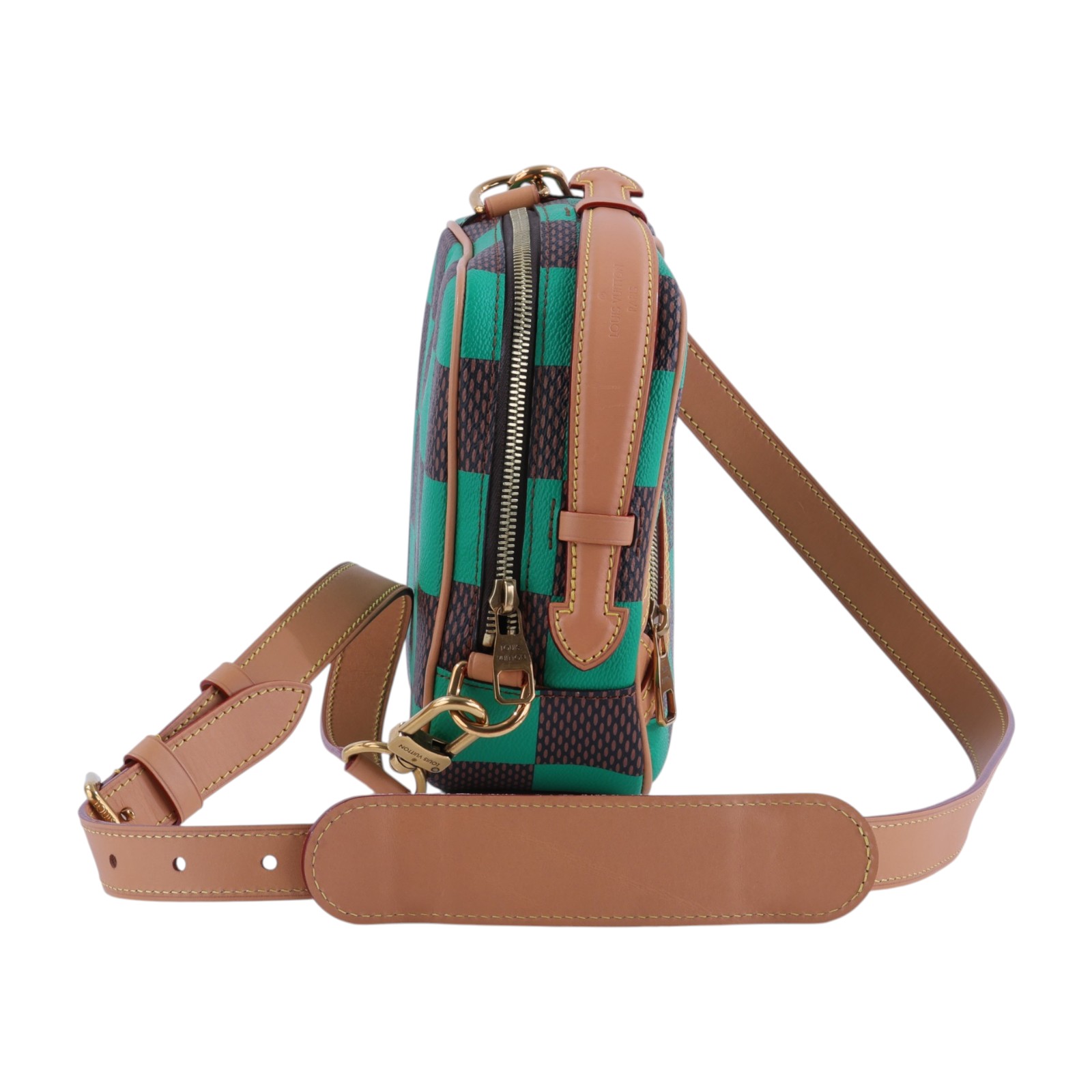 路易威登 LOUIS VUITTON Chess Messenger 斜背包 郵差包 小號 N40563 晶片款 綠棋盤跨胸包 防塵袋/背帶/購買證明
