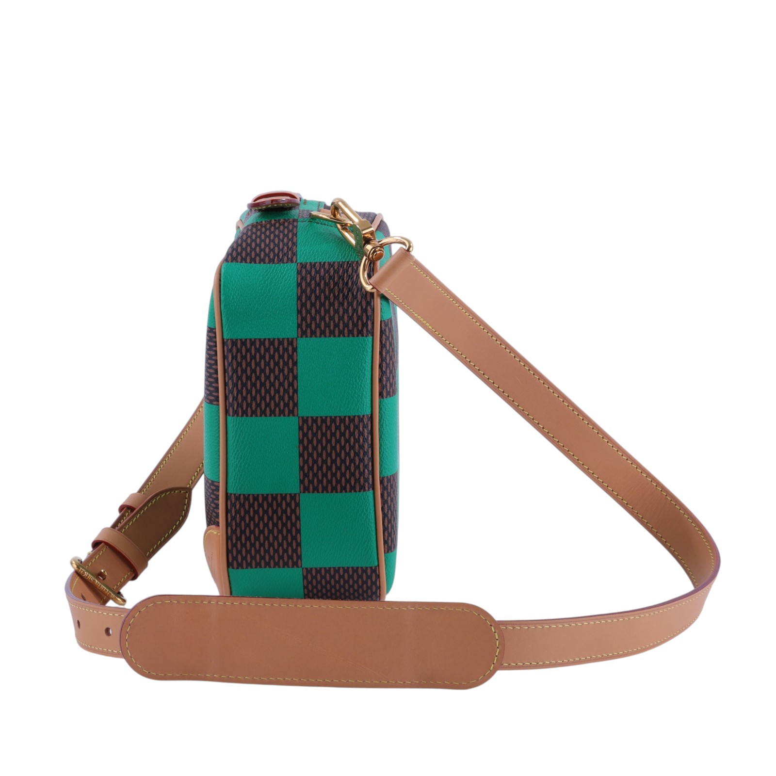 路易威登 LOUIS VUITTON Chess Messenger 斜背包 郵差包 小號 N40563 晶片款 綠棋盤跨胸包 防塵袋/背帶/購買證明