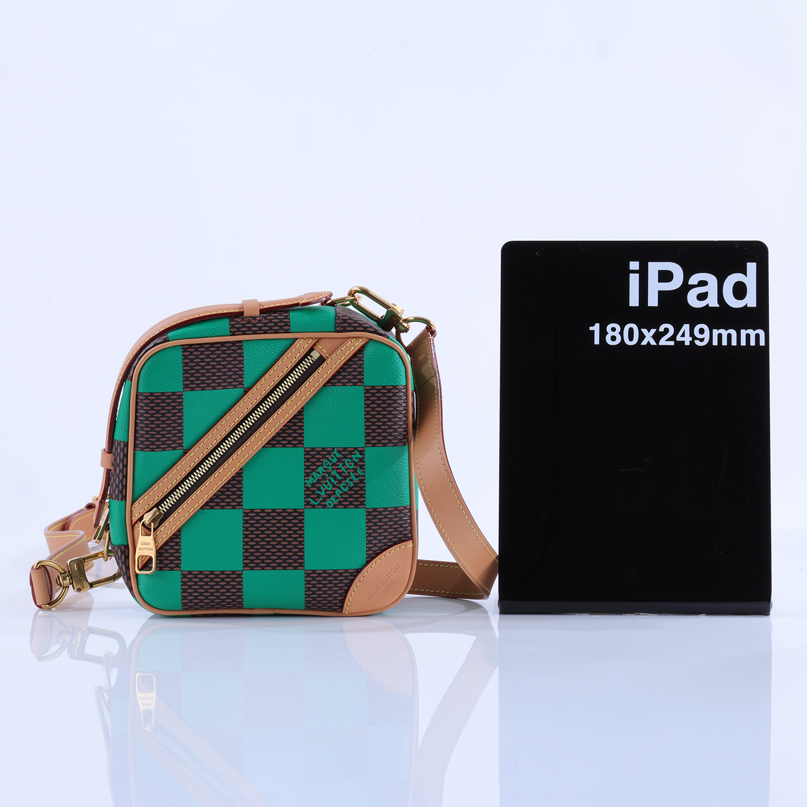 路易威登 LOUIS VUITTON Chess Messenger 斜背包 郵差包 小號 N40563 晶片款 綠棋盤跨胸包 防塵袋/背帶/購買證明