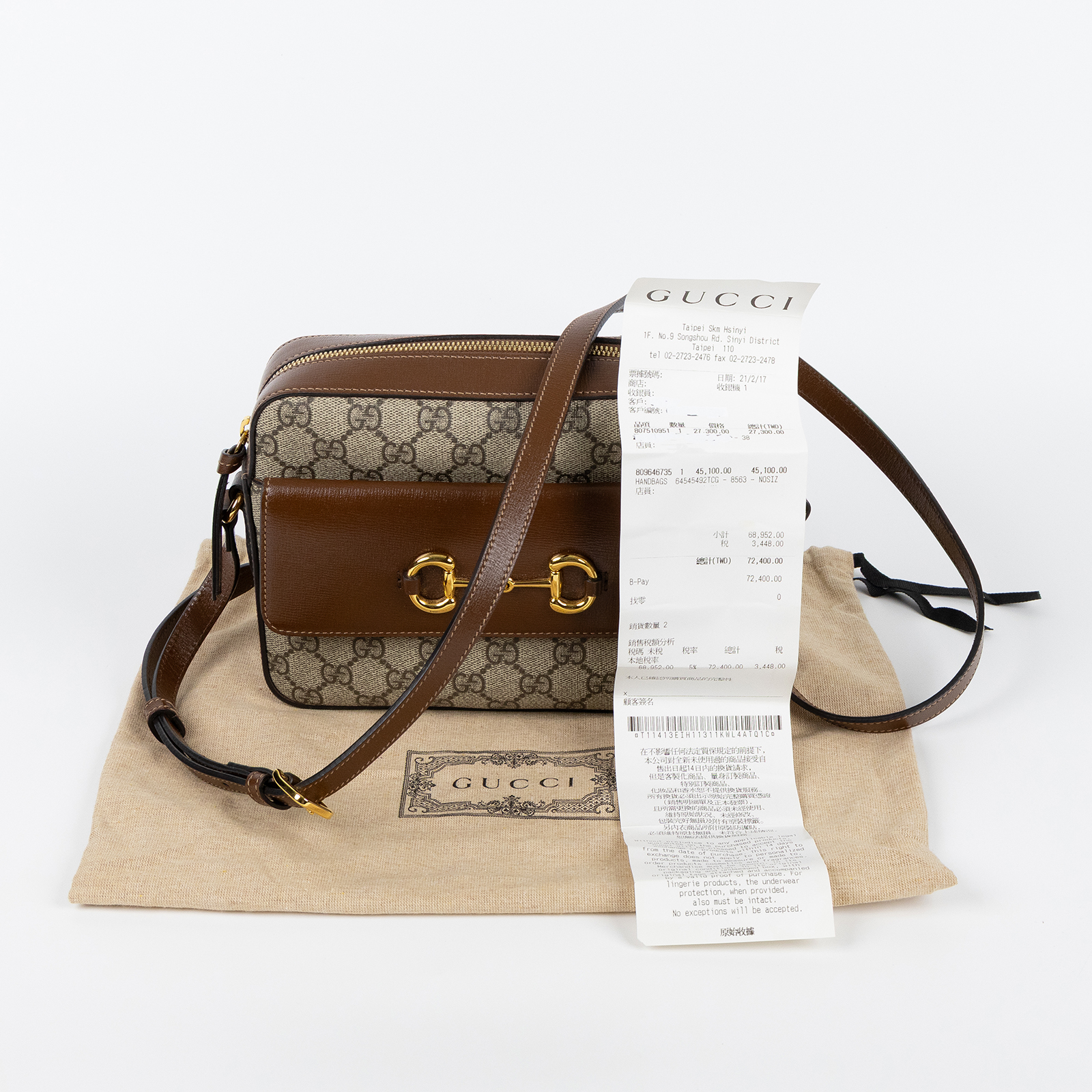 古馳 GUCCI 1955 馬銜扣 小型 肩揹袋 645454 92TCG 棕1955相機包 防塵袋/購買證明