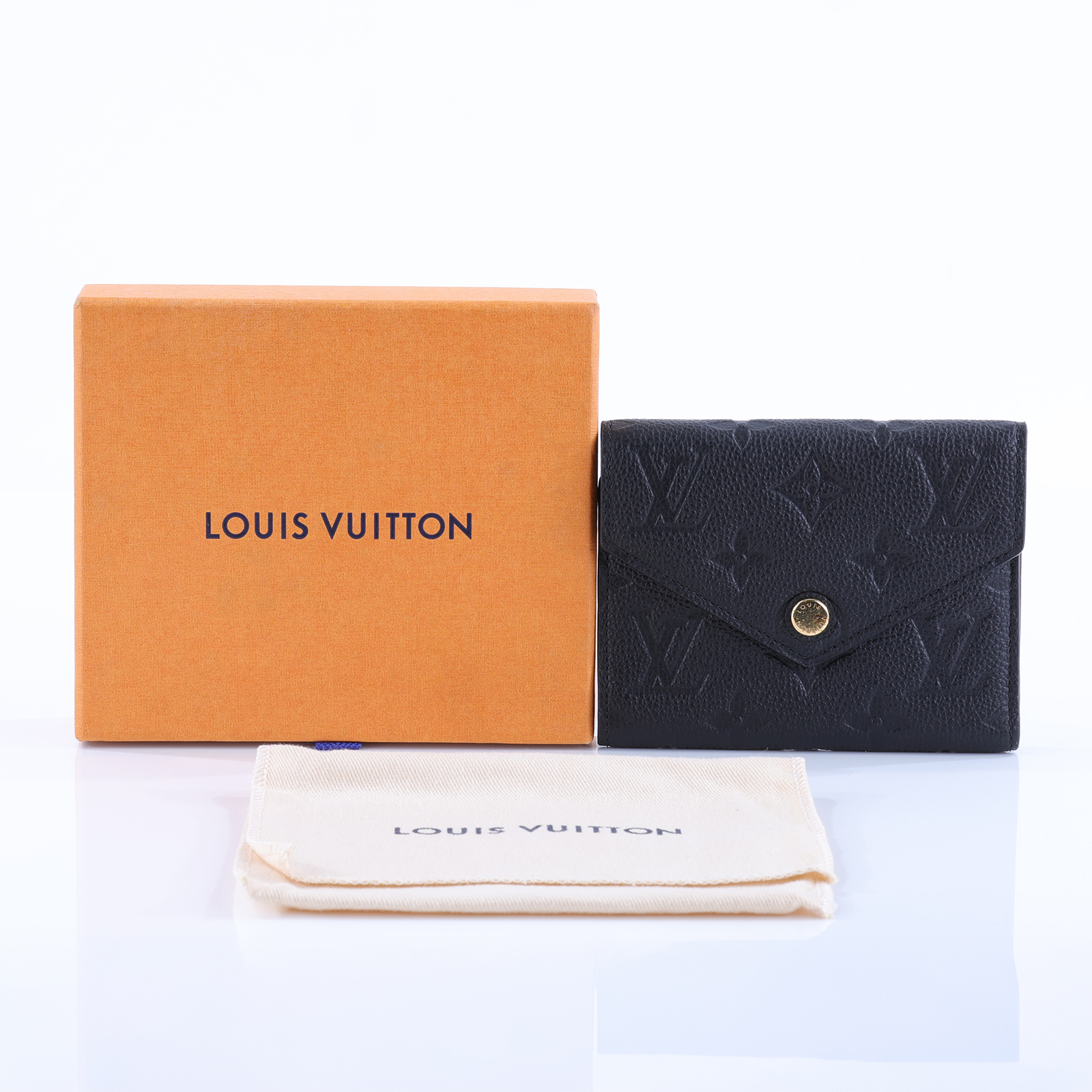 路易威登 LOUIS VUITTON Victorine 錢包 壓花牛皮 M64060 晶片款 黑原花壓紋VICTORINE 防塵袋/原廠盒子