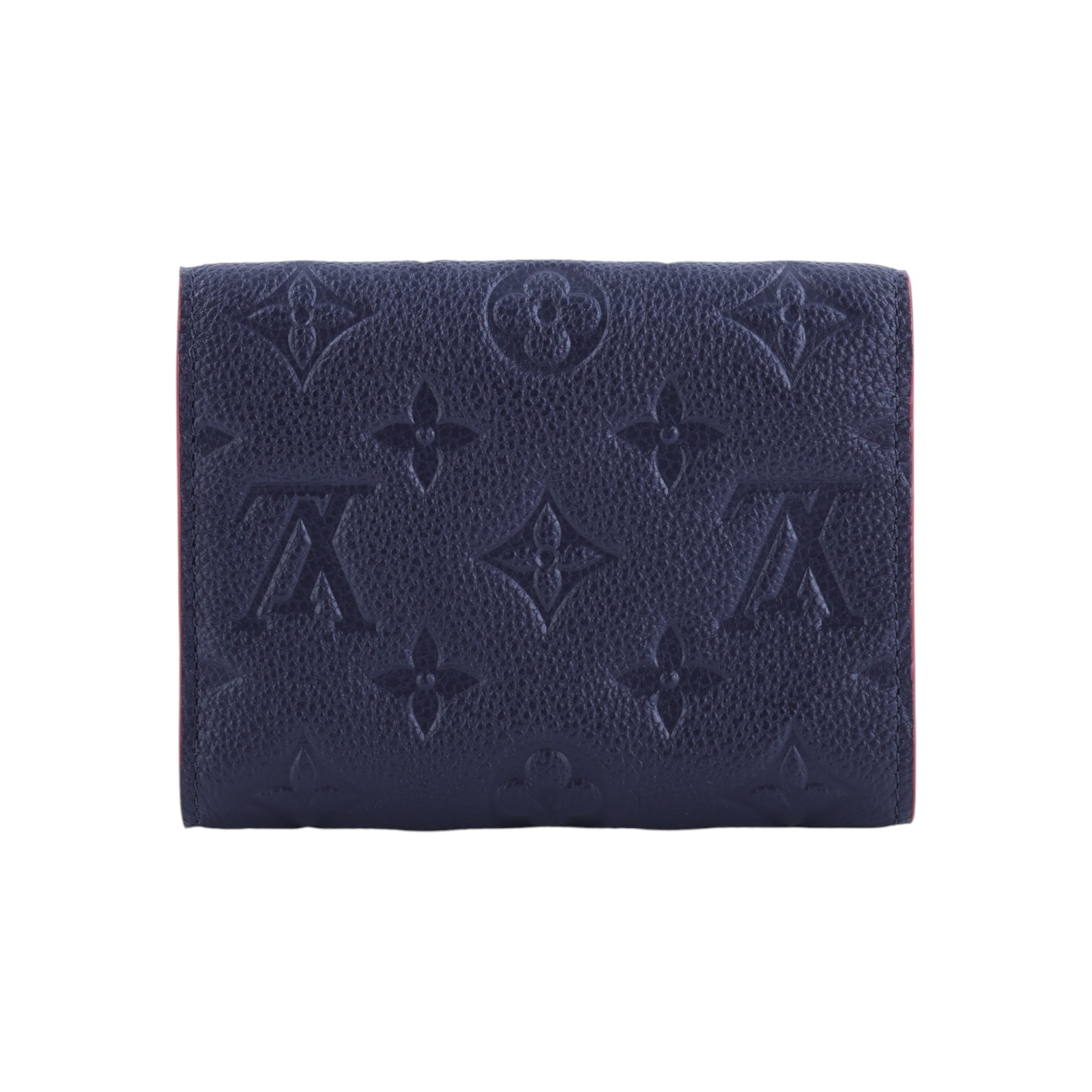 路易威登 LOUIS VUITTON Victorine 壓花皮革 三折暗釦 短夾 海軍藍 紅色 M64577 晶片款  防塵袋/原廠盒子