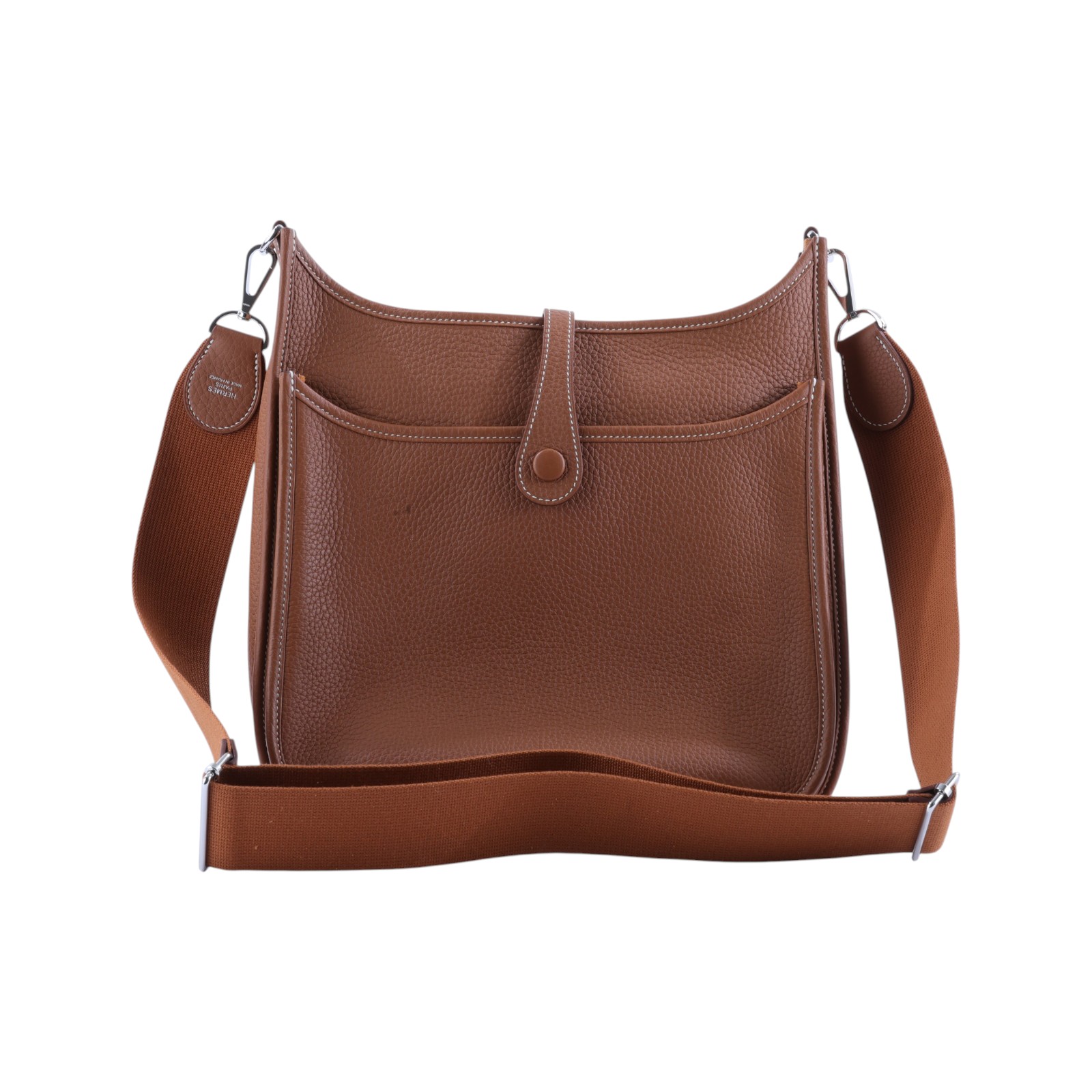 愛馬仕 Hermes Evelyne Bag 伊芙琳包 29 馬蹄型 銀色五金 金棕 H056277CK37 GGUY001TM  防塵袋/背帶