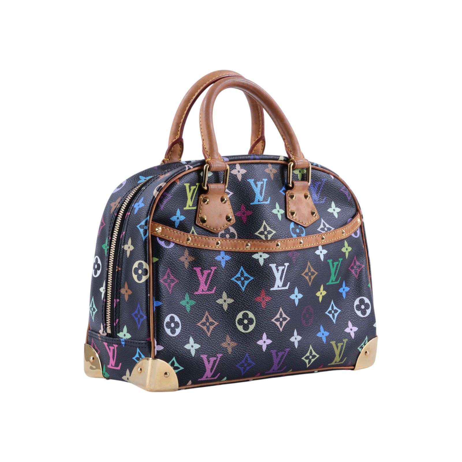 路易威登 LOUIS VUITTON Trouville 經典帆布 手提 小珍包 村上隆聯名 M92662 黑彩TROUVILLE 無附屬品