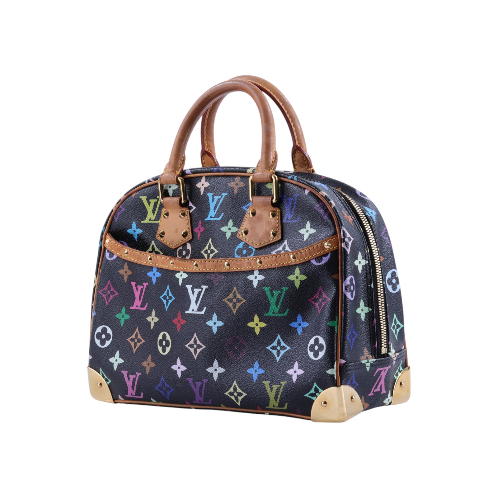 路易威登 LOUIS VUITTON Trouville 經典帆布 手提 小珍包 村上隆聯名 M92662 黑彩TROUVILLE 無附屬品
