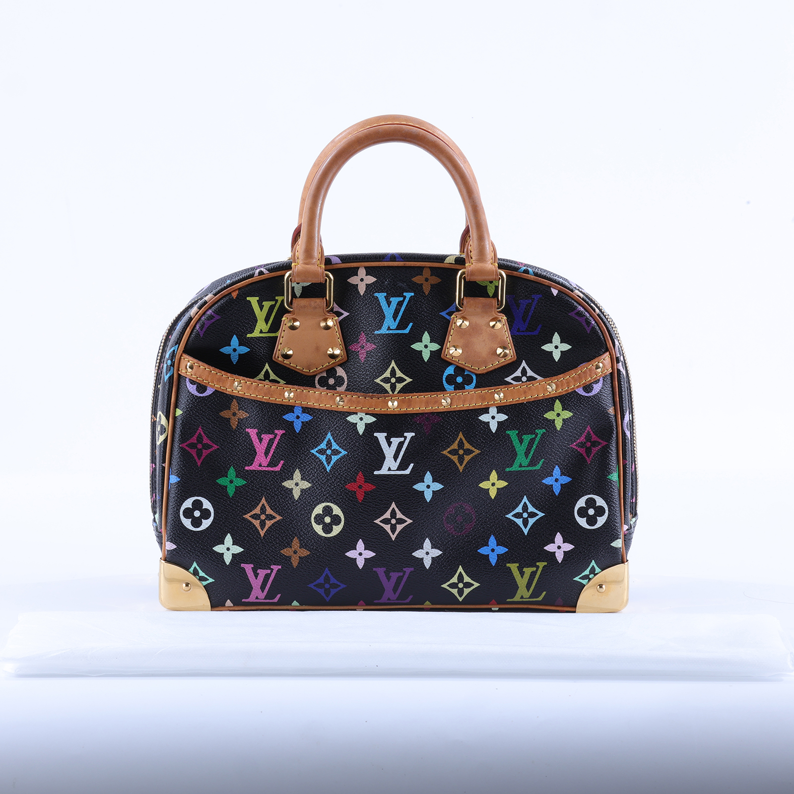 路易威登 LOUIS VUITTON Trouville 經典帆布 手提 小珍包 村上隆聯名 M92662 黑彩TROUVILLE 無附屬品