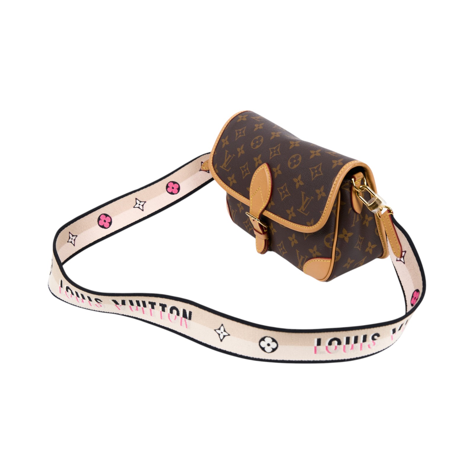 路易威登 LOUIS VUITTON Diane 腋下包法棍 單肩背包 經典帆布 M45985 晶片款 棕原花DIANE法棍包 背帶2