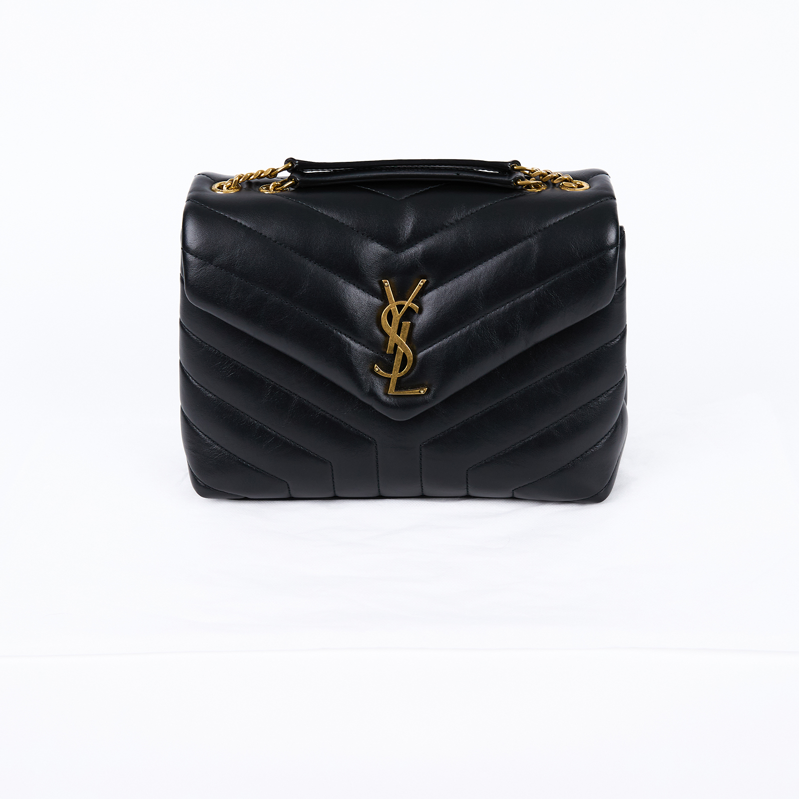 聖羅蘭 YSL SAINT LAURENT Loulou 絎縫 小牛皮 TOY 小型 手袋  肩背 斜背包 金色五金 494699DV727  無附屬品