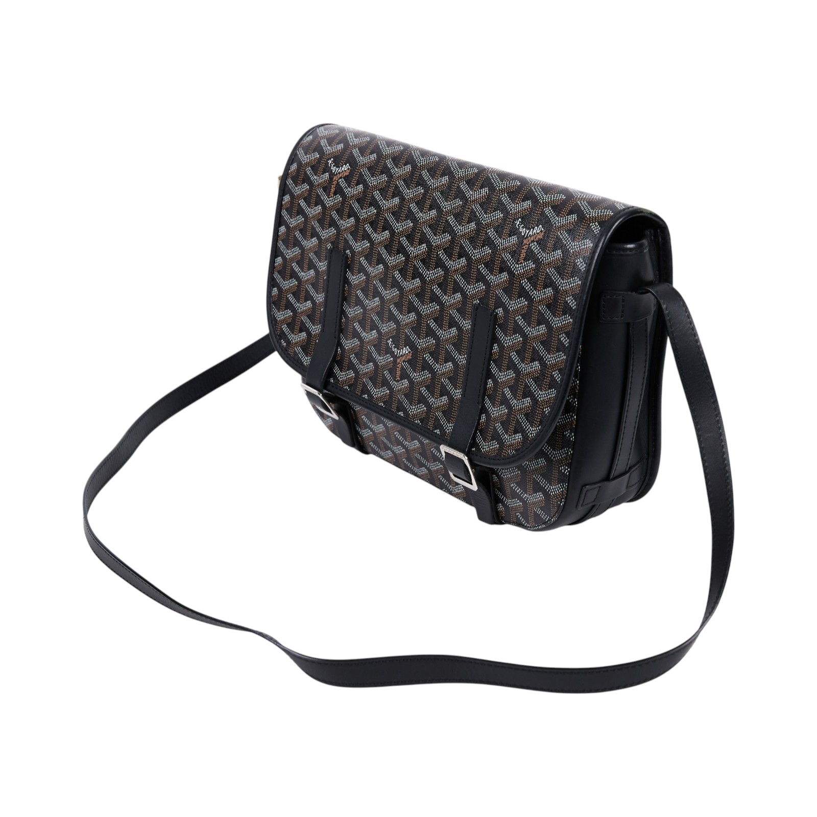 高雅德 GOYARD Belvédère PM 小型 馬鞍包 肩背包 斜背包  黑郵差包　初期型 無附屬品