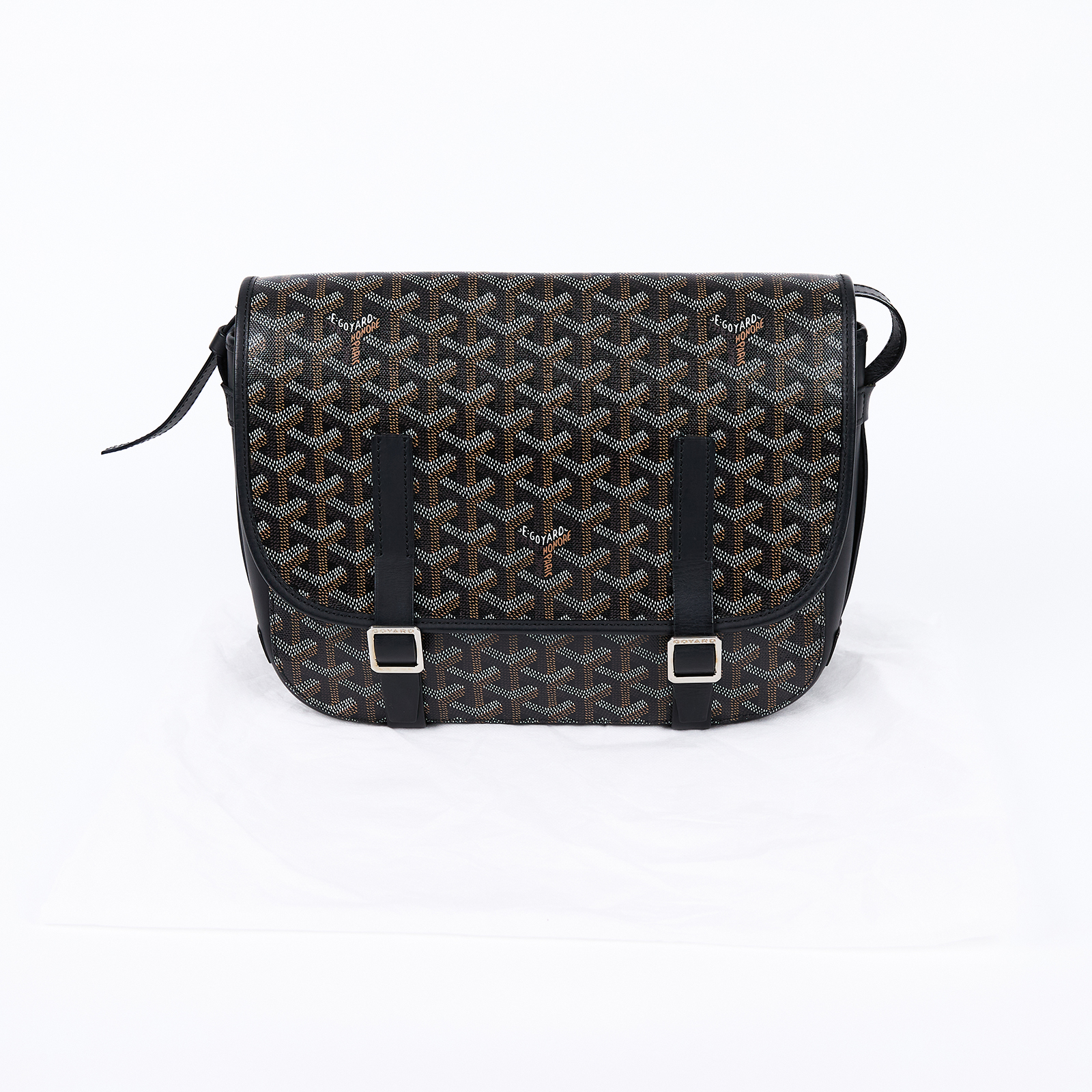 高雅德 GOYARD Belvédère PM 小型 馬鞍包 肩背包 斜背包  黑郵差包　初期型 無附屬品