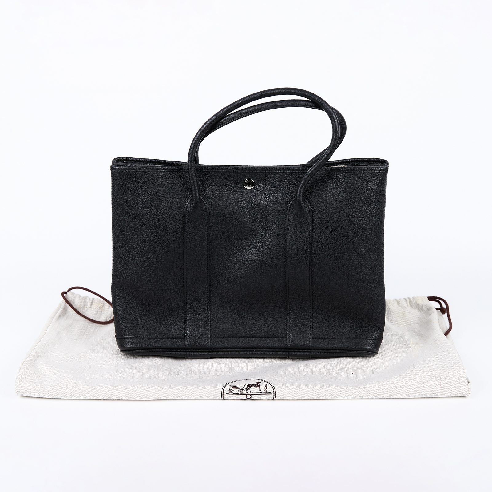 愛馬仕 Hermes Garden Party 花園派對包 36 銀色五金 黑色 H051559CK89 A刻 黑GP36 防塵袋