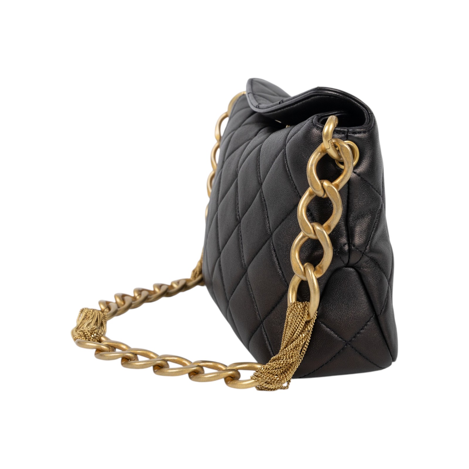 香奈兒 CHANEL CC LOGO 手提包 肩背包 AS4172 黑金羊流蘇HOBO 防塵袋