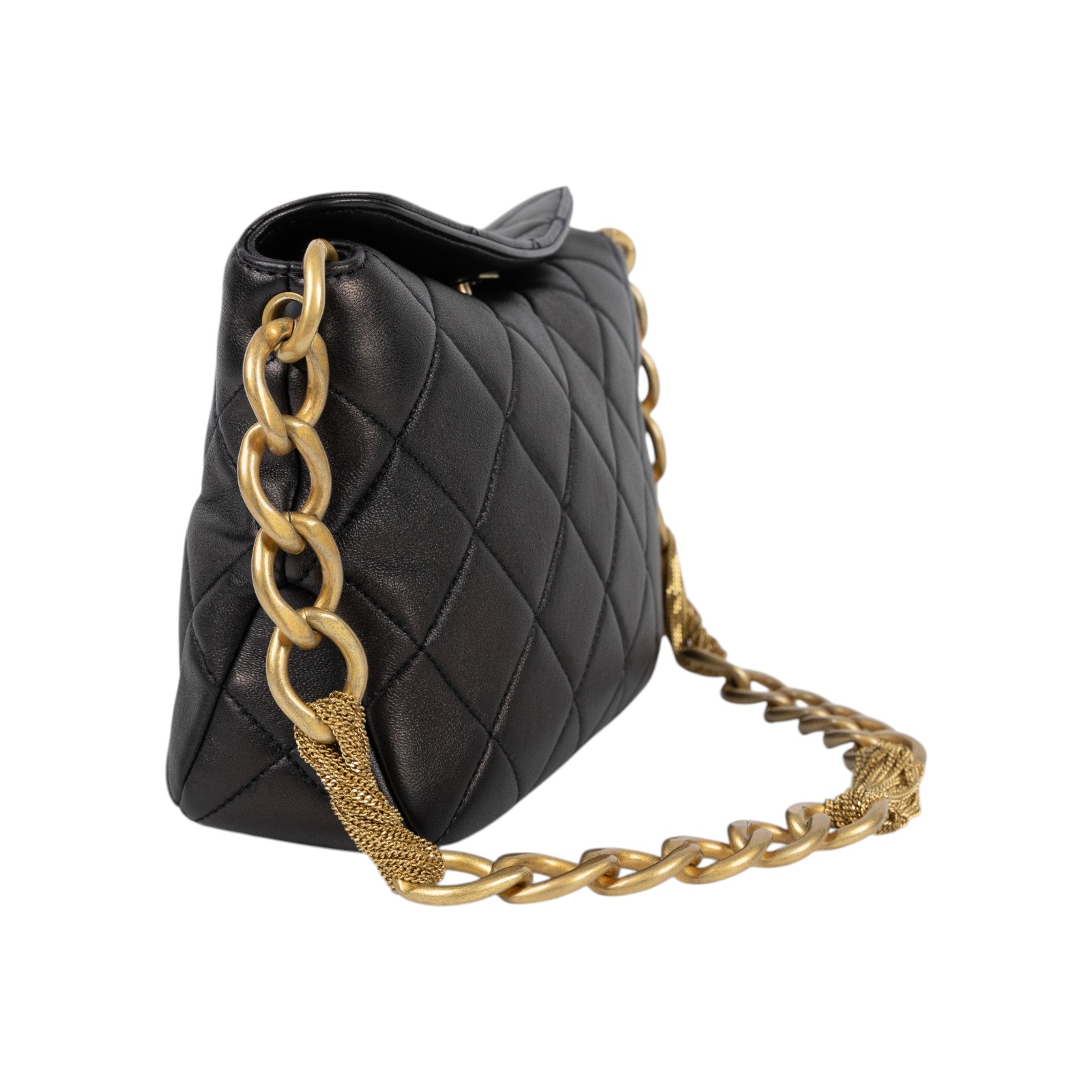 香奈兒 CHANEL CC LOGO 手提包 肩背包 AS4172 黑金羊流蘇HOBO 防塵袋