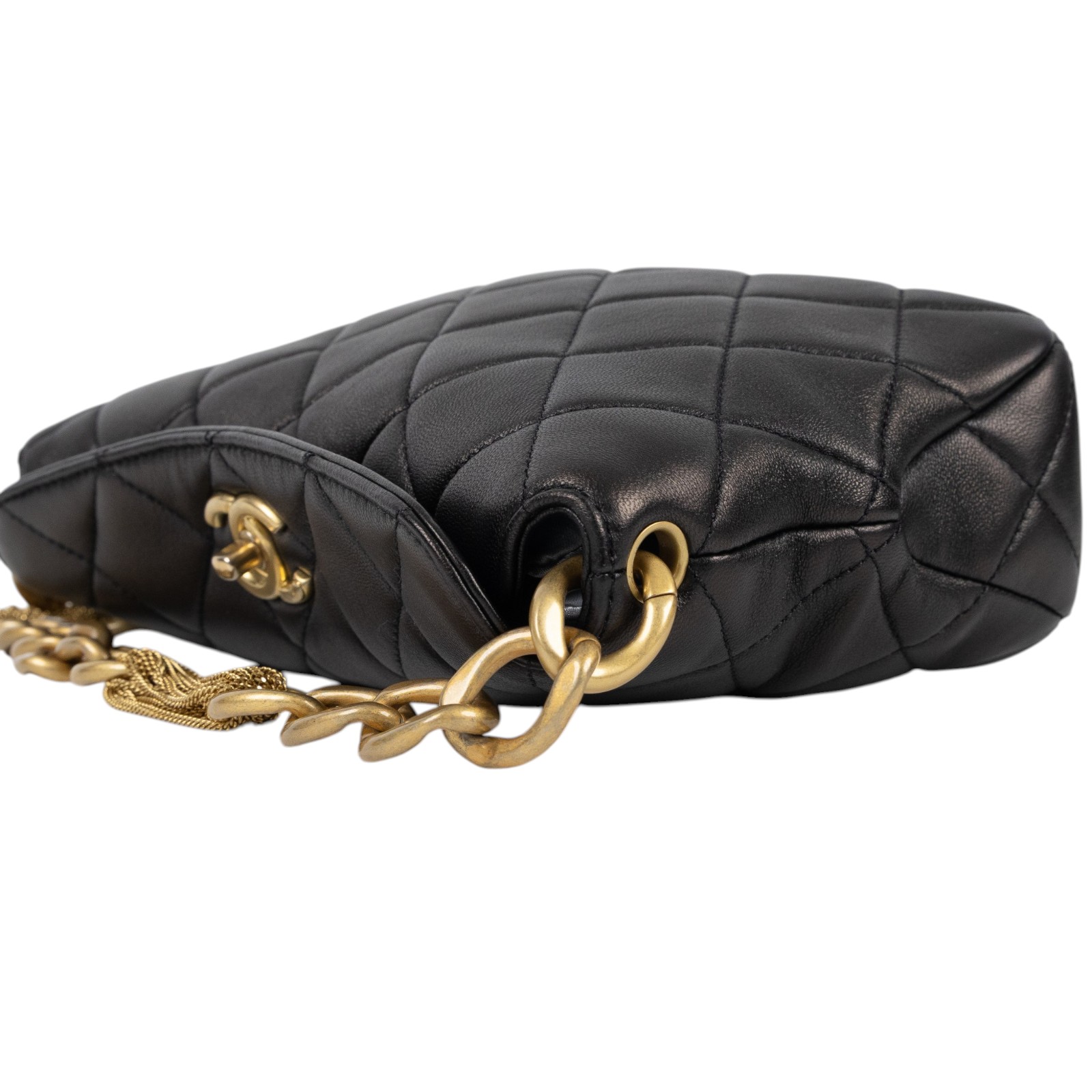 香奈兒 CHANEL CC LOGO 手提包 肩背包 AS4172 黑金羊流蘇HOBO 防塵袋