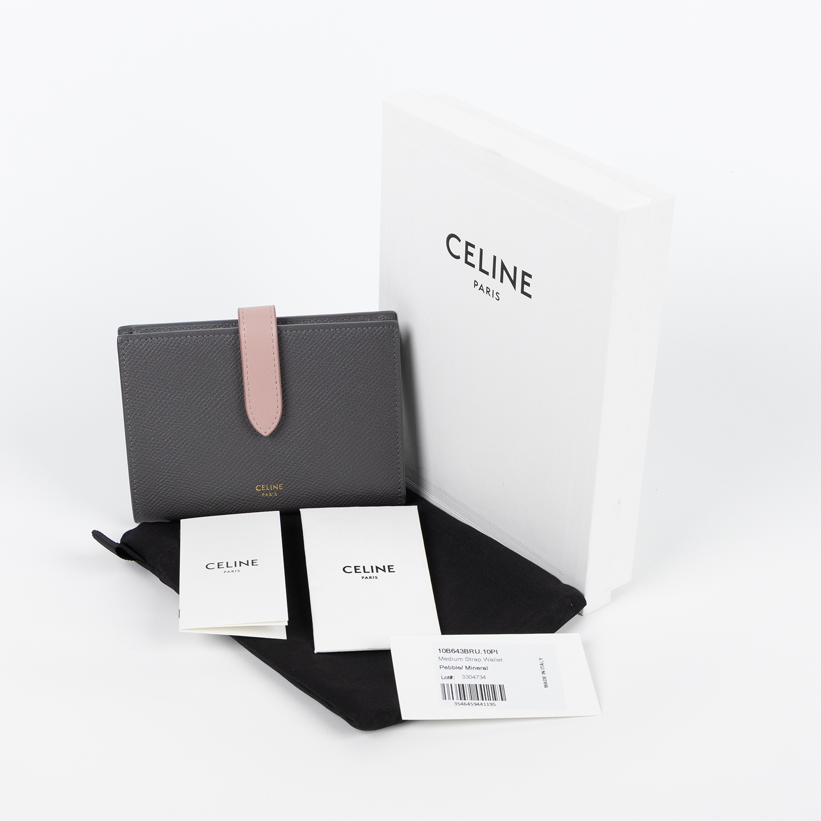 思琳 CELINE Medium Strap Wallet 錢包 短夾 10B643BRU 灰STRAP中夾 原廠盒子/防塵袋