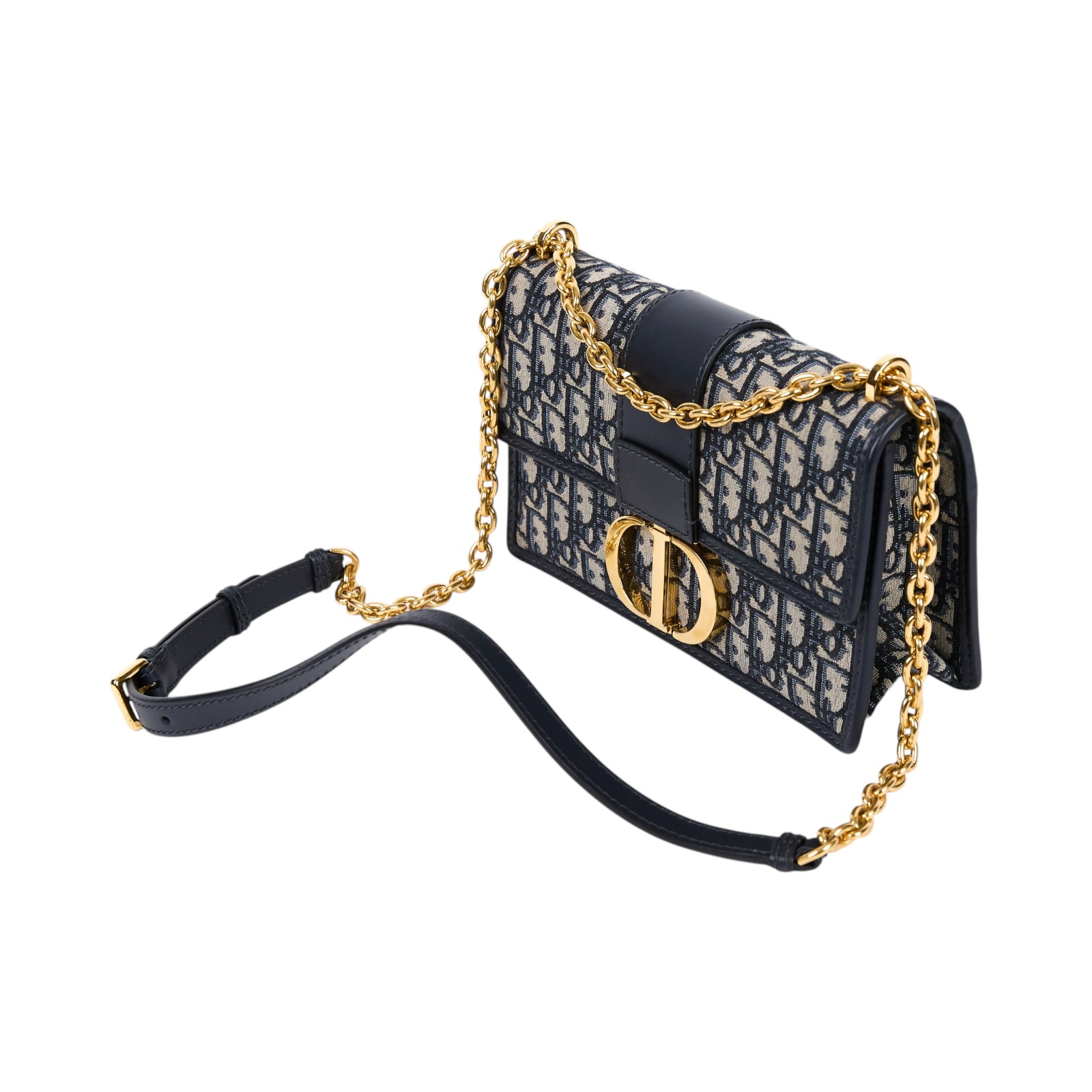 迪奧 CHRISTIAN DIOR 30 Montaigne 鏈帶 肩背手提包 M9208UTZQ 藍緹花蒙田30鏈帶包 原廠盒子/防塵袋/保證卡