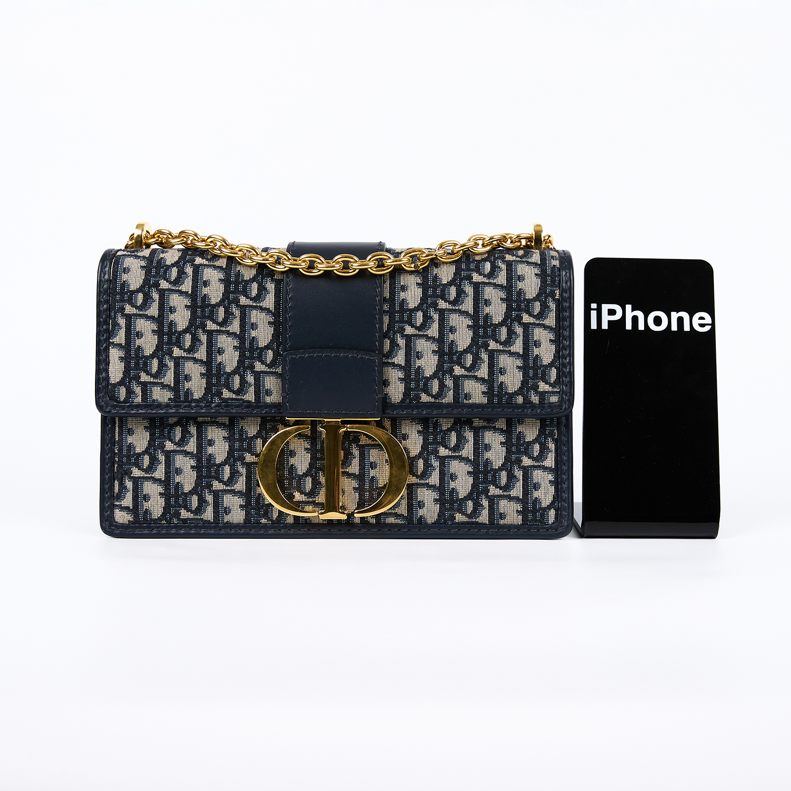 迪奧 CHRISTIAN DIOR 30 Montaigne 鏈帶 肩背手提包 M9208UTZQ 藍緹花蒙田30鏈帶包 原廠盒子/防塵袋/保證卡
