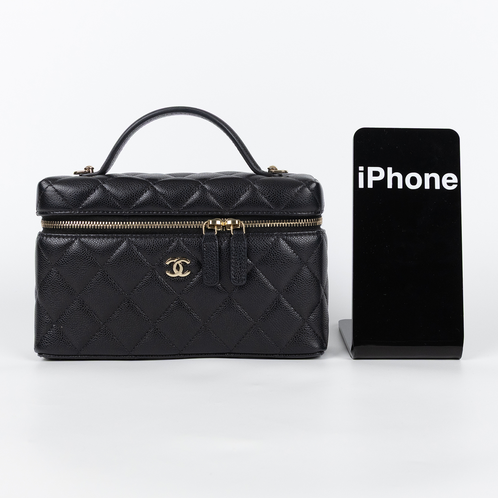 香奈兒 CHANEL LP CF 盒子包 手提包 斜背包 肩背包 AP4385 晶片款 黑荔枝手提2WAY化妝盒 無附屬品