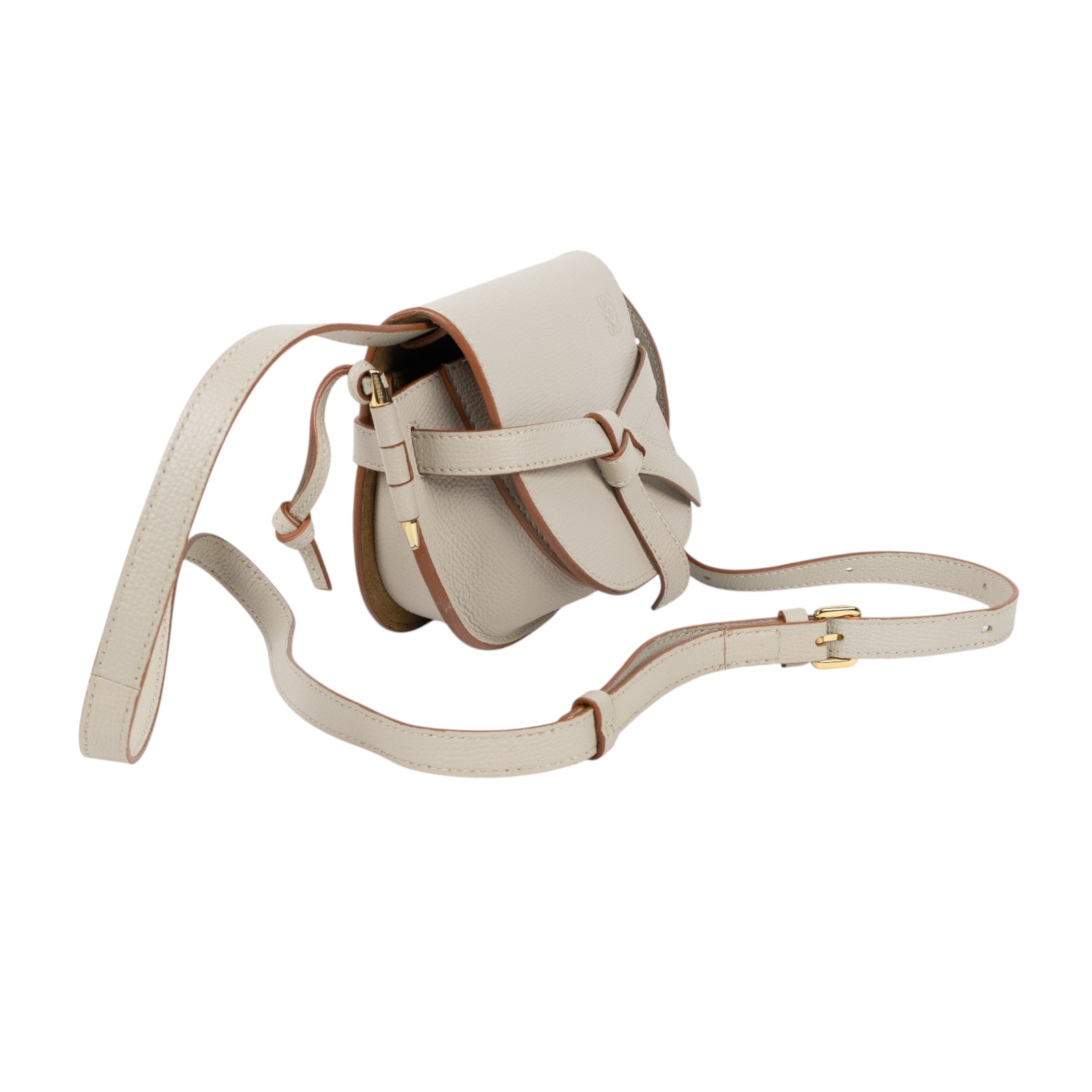 羅意威 LOEWE Mini Gate Dual bag 迷你 小牛皮 肩背包  米灰MINI GATE 防塵袋/背帶/購買證明