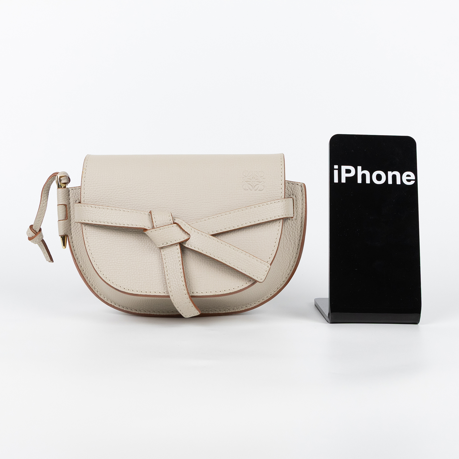 羅意威 LOEWE Mini Gate Dual bag 迷你 小牛皮 肩背包  米灰MINI GATE 防塵袋/背帶/購買證明