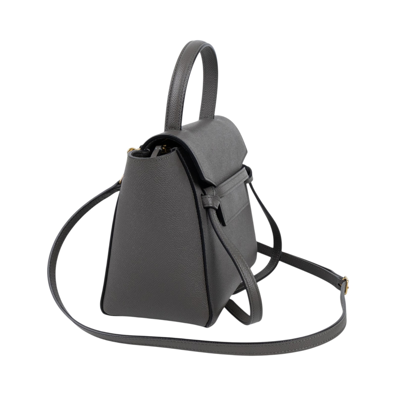 思琳 CELINE 珠地小牛皮 袖珍型 Belt 手袋 189003ZVA 鐵灰BELT鯰魚包 NANO 防塵袋/台灣購買證明/背帶