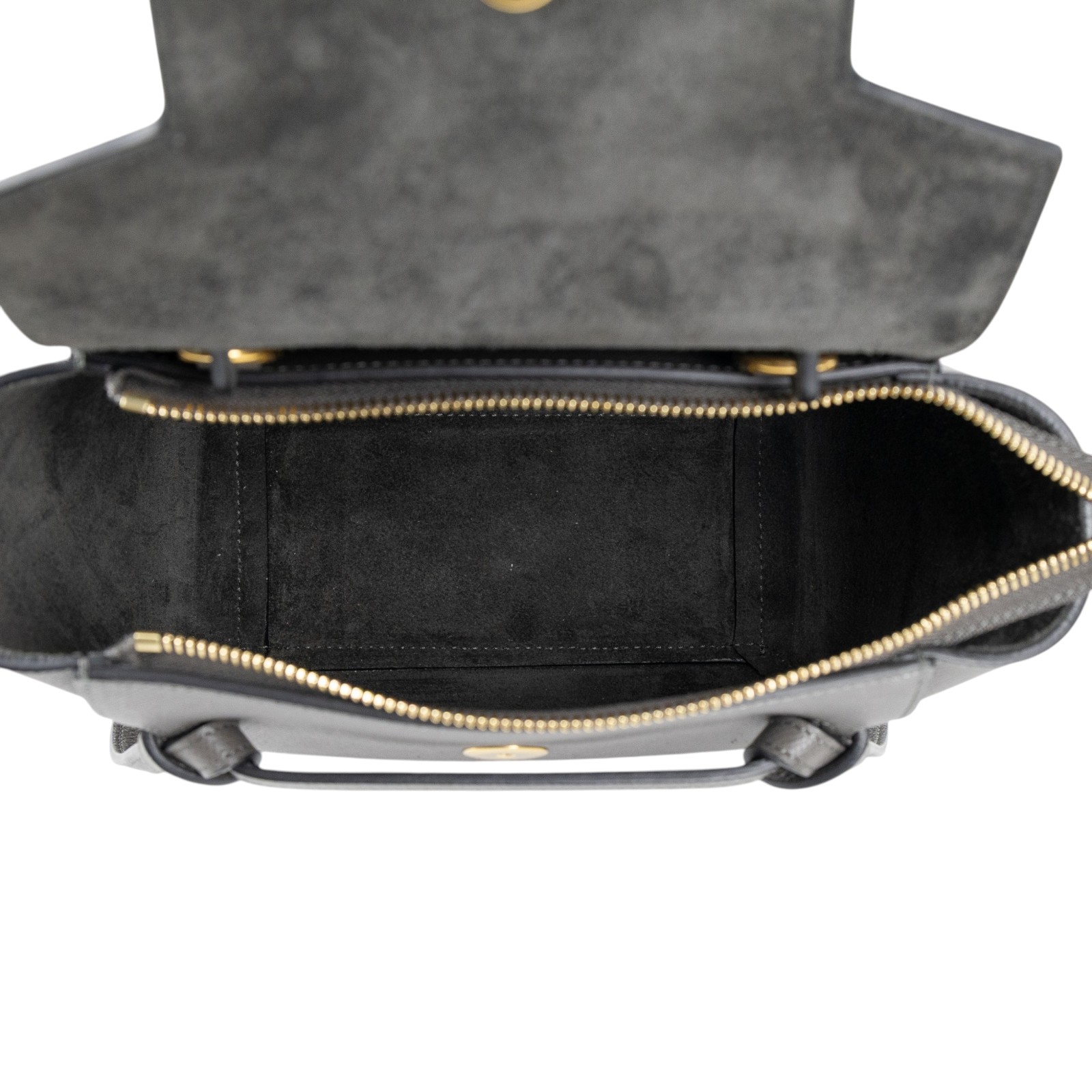 思琳 CELINE 珠地小牛皮 袖珍型 Belt 手袋 189003ZVA 鐵灰BELT鯰魚包 NANO 防塵袋/台灣購買證明/背帶