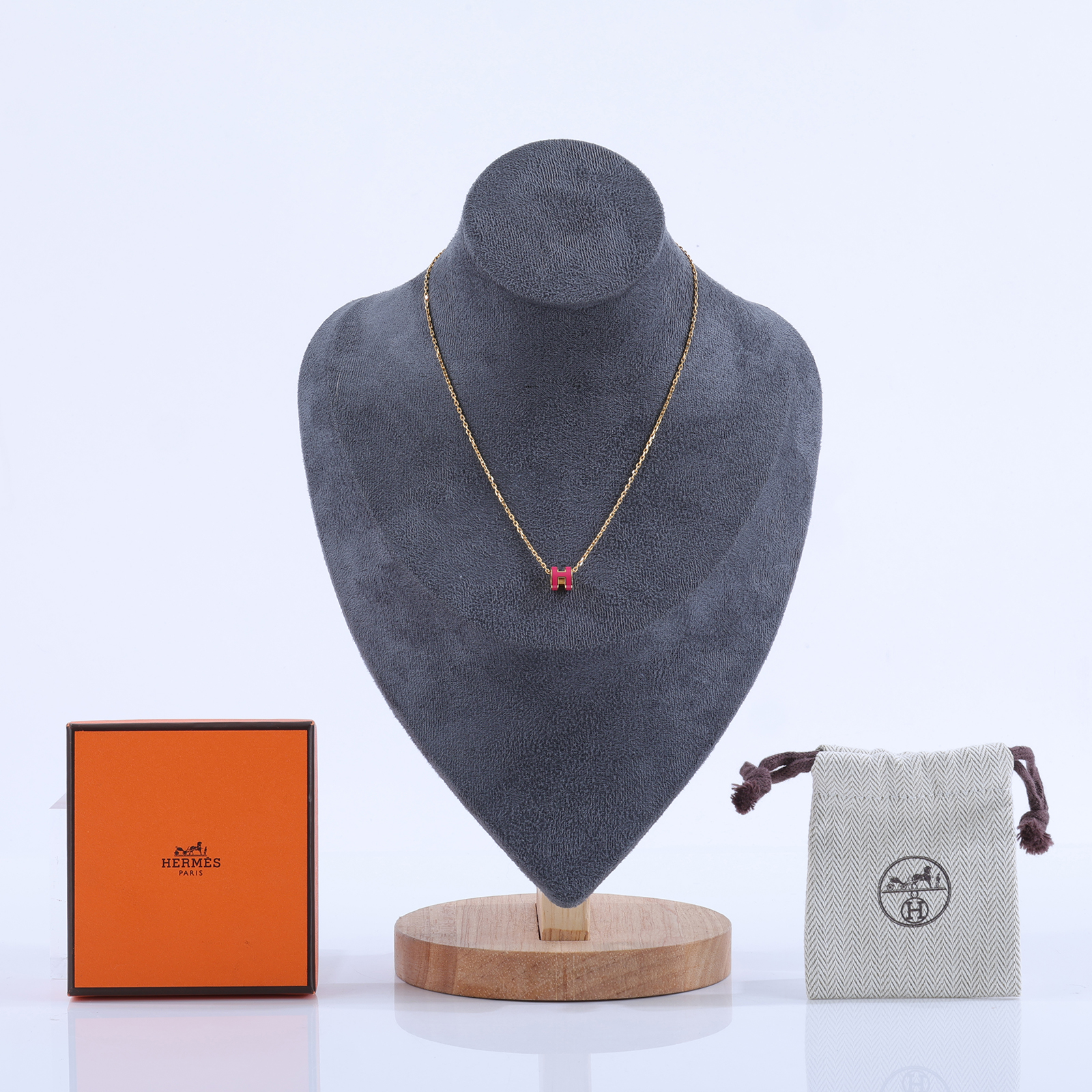 愛馬仕 Hermes Mini Pop H 墜飾  墨西哥粉 H147992FvB3 GD0290 墨西哥玫瑰粉/金色POP H項鍊 MINI 防塵袋/原廠盒子