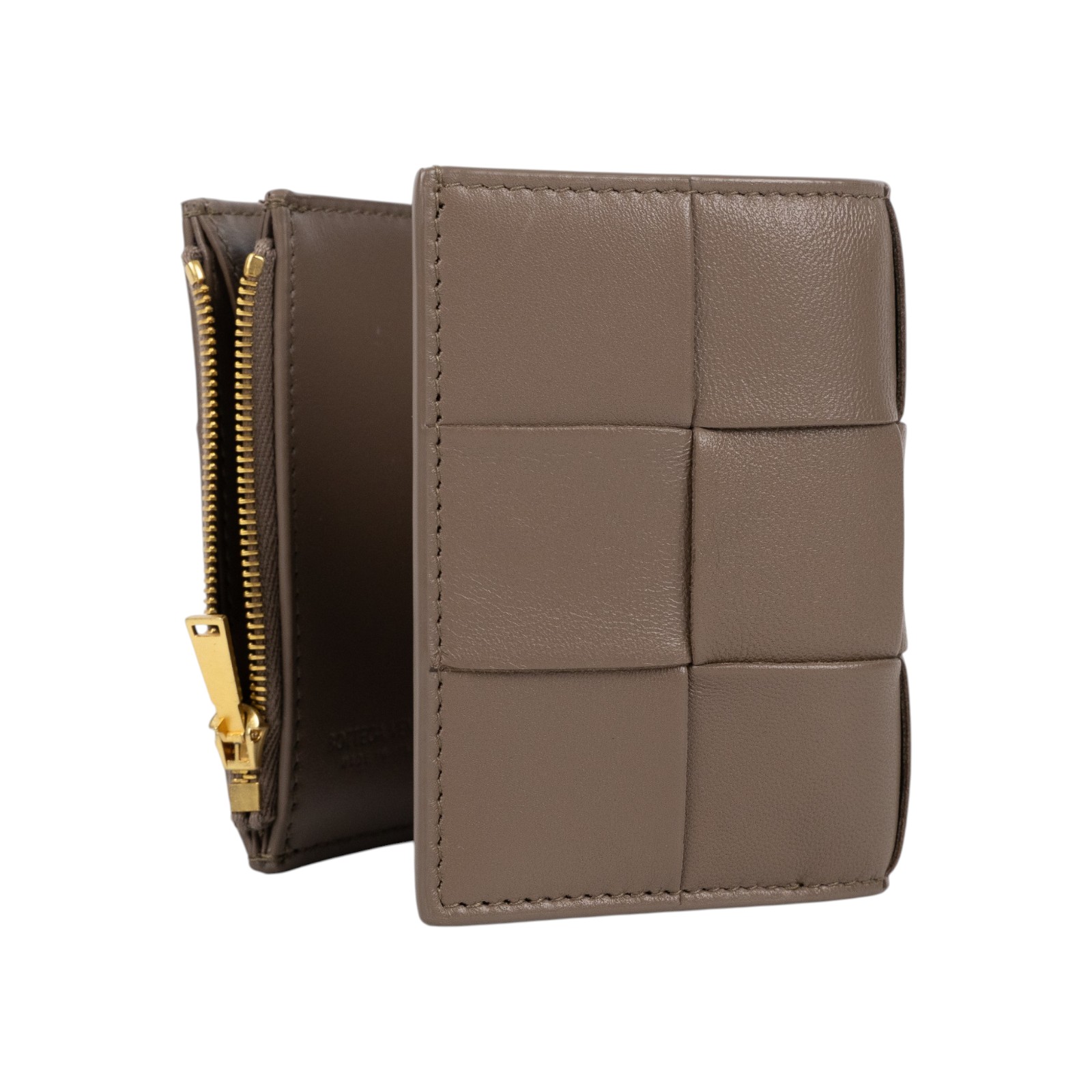 寶緹嘉 BOTTEGA VENETA 錢包 短夾 750244VCQC1 灰編織三折短夾 防塵袋/原廠盒子