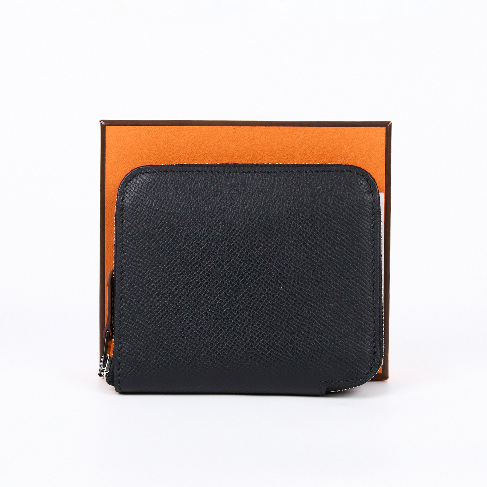 愛馬仕 Hermes SilkIn 短夾 銀色五金 黑色 天堂藍 珍珠灰 H069646CKAW /G刻 G刻 黑絲巾拉鍊短夾 原廠盒子