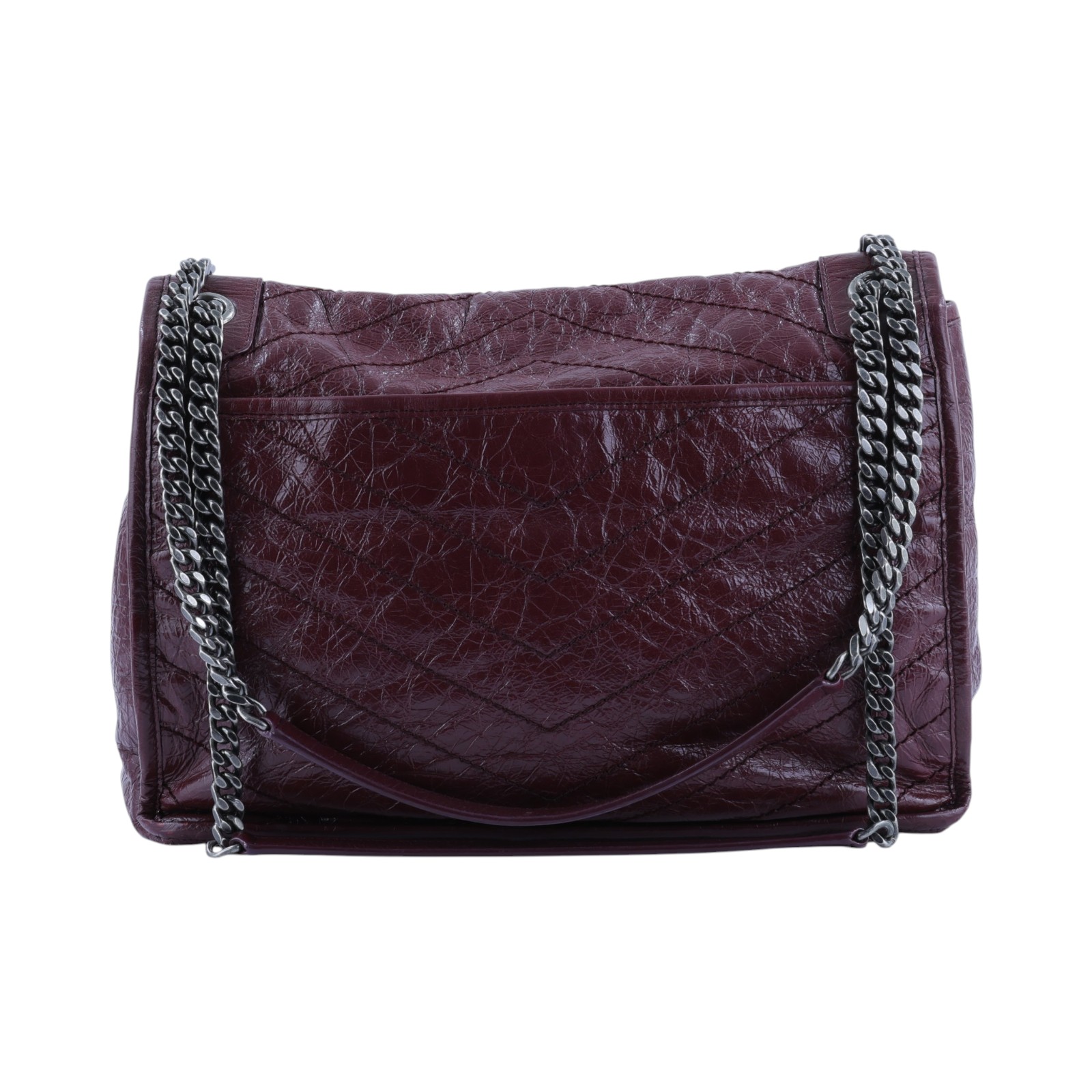 聖羅蘭 YSL SAINT LAURENT Niki 復古皮革 大型 手袋 肩背包 4988830EN04 酒紅色NIKI 中號 防塵袋